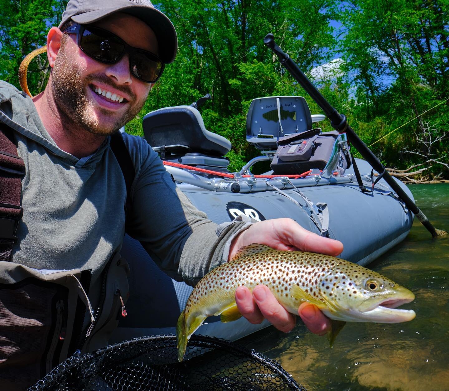 Putting the @rockymountainrafts to work! #flyfishing #troutfishing #browntrout #fishing #trout #onthefly #rafting #whitewater #westernnc #outdoors #adventure