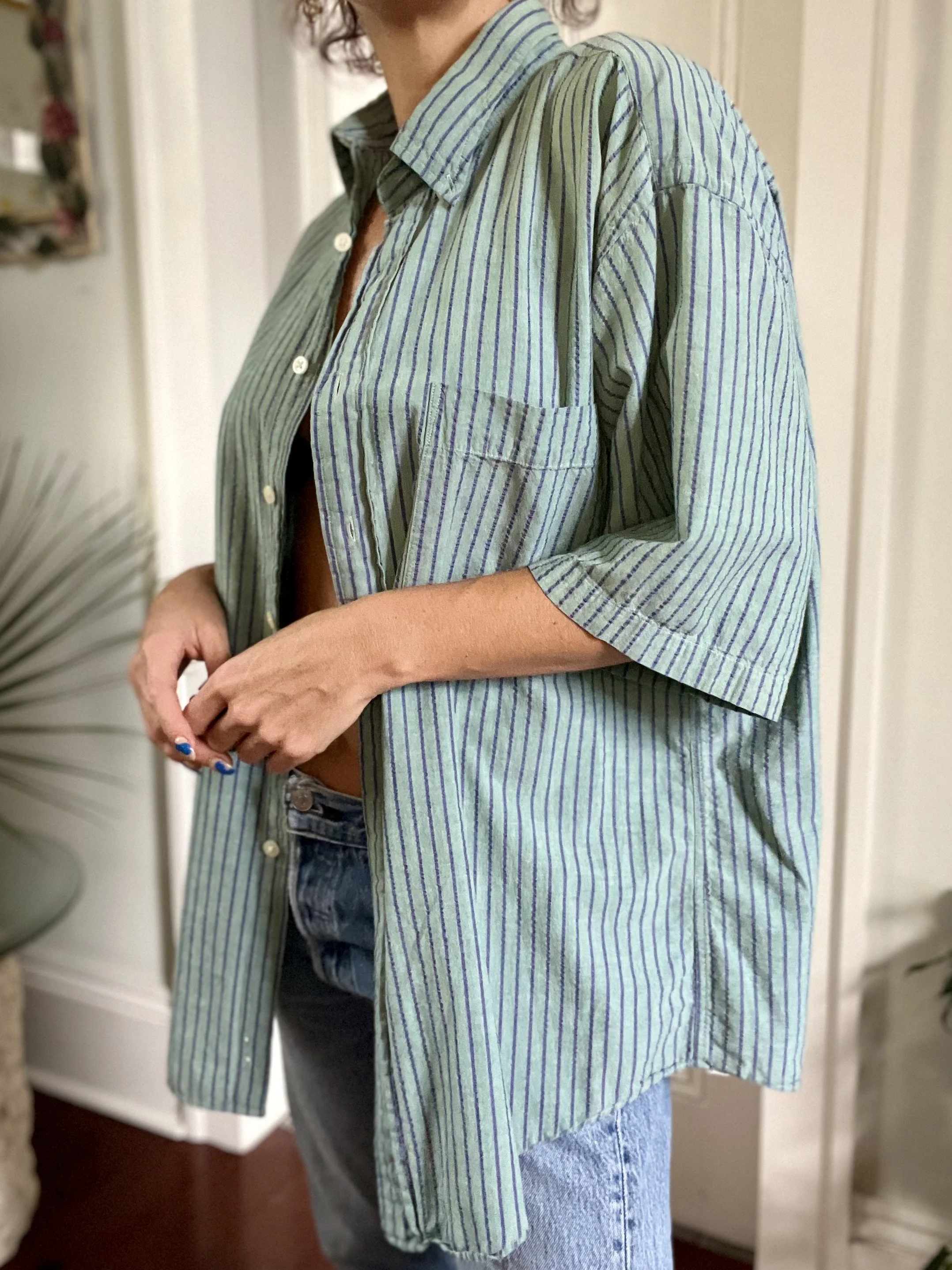 VintageLandsEndStripedSeersuckerShortSleeveMensShirt.jpg