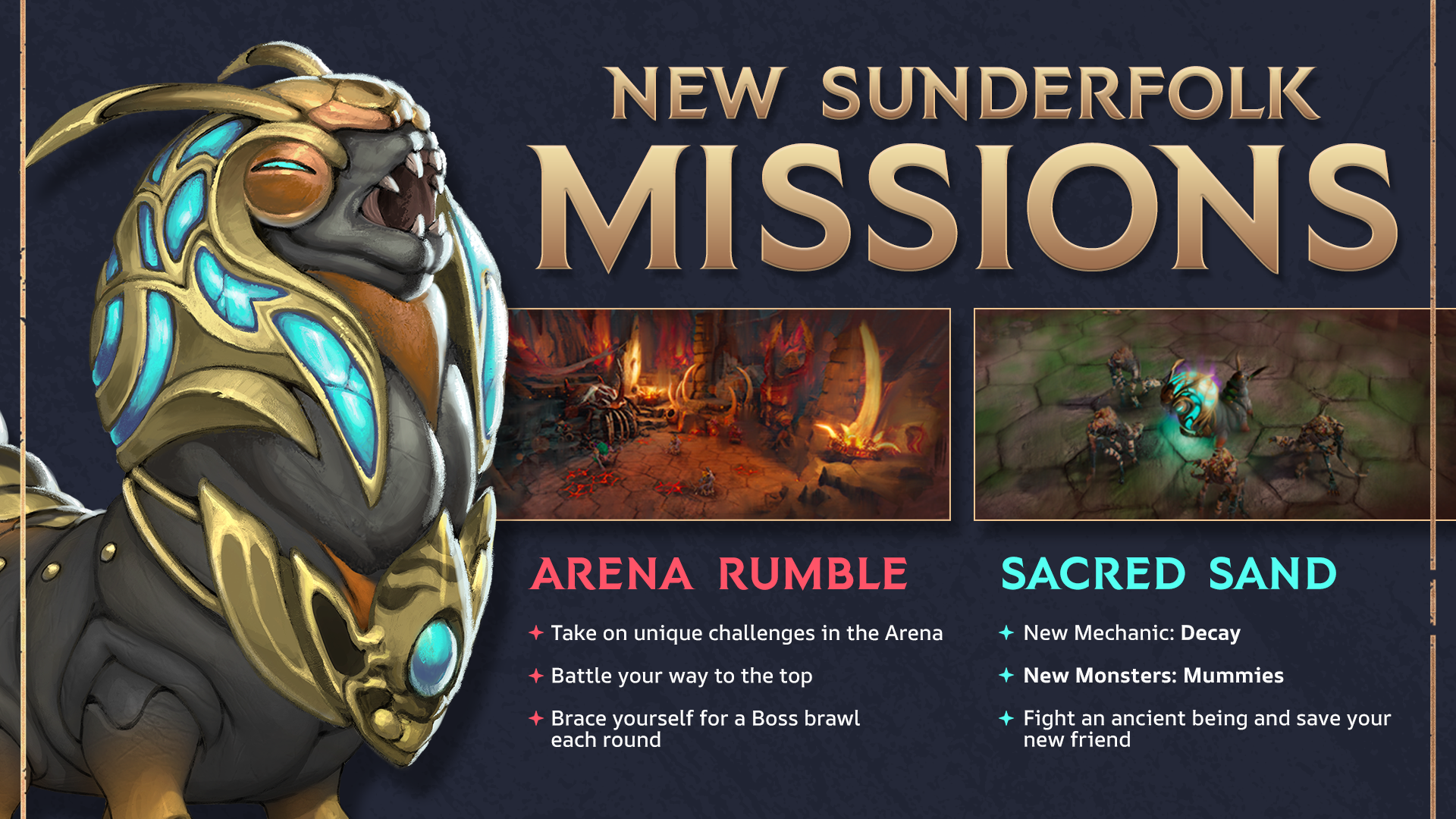 I was the primary gameplay engineer for Sunderfolk's 2.0 content, which included 8 new missions (two of which I designed) and a new hero, the Vanguard. I worked closely with designers to help scope and streamline the content of the release, as well a