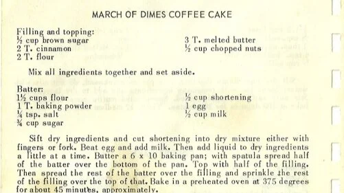MARCH OF DIMES COFFEE CAKE