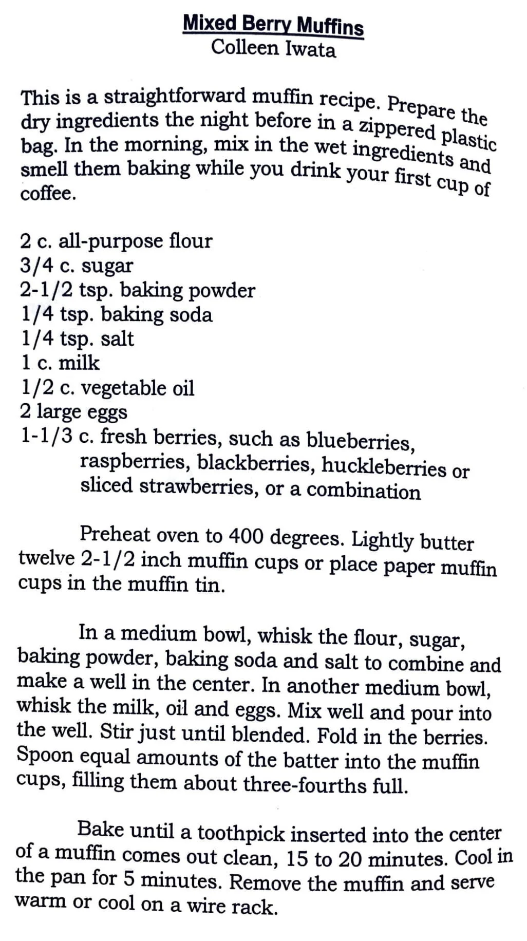 Mixed Berry Muffins