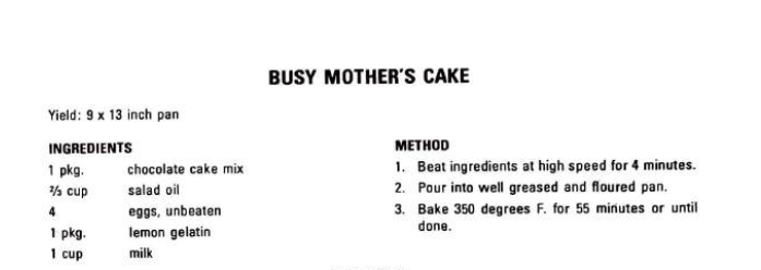 BUSY MOTHER'S CAKE