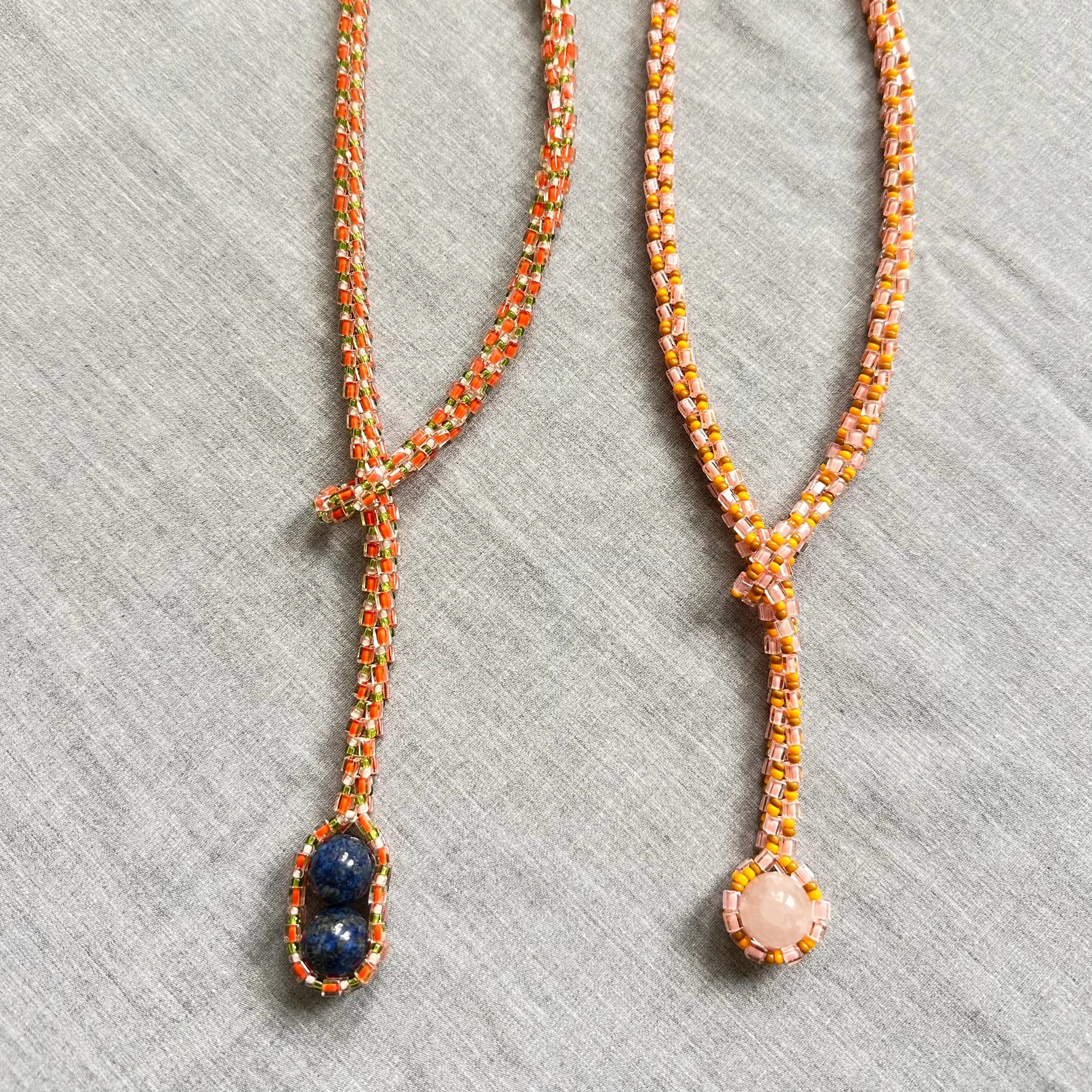 Hand Beaded Lariat Necklace
