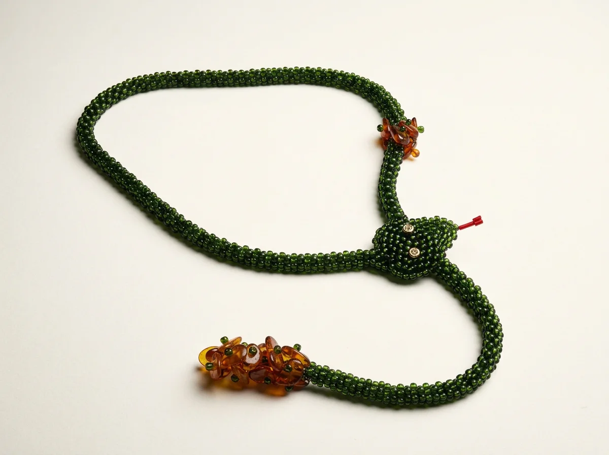 No. 001, Hand Beaded Snake Necklace