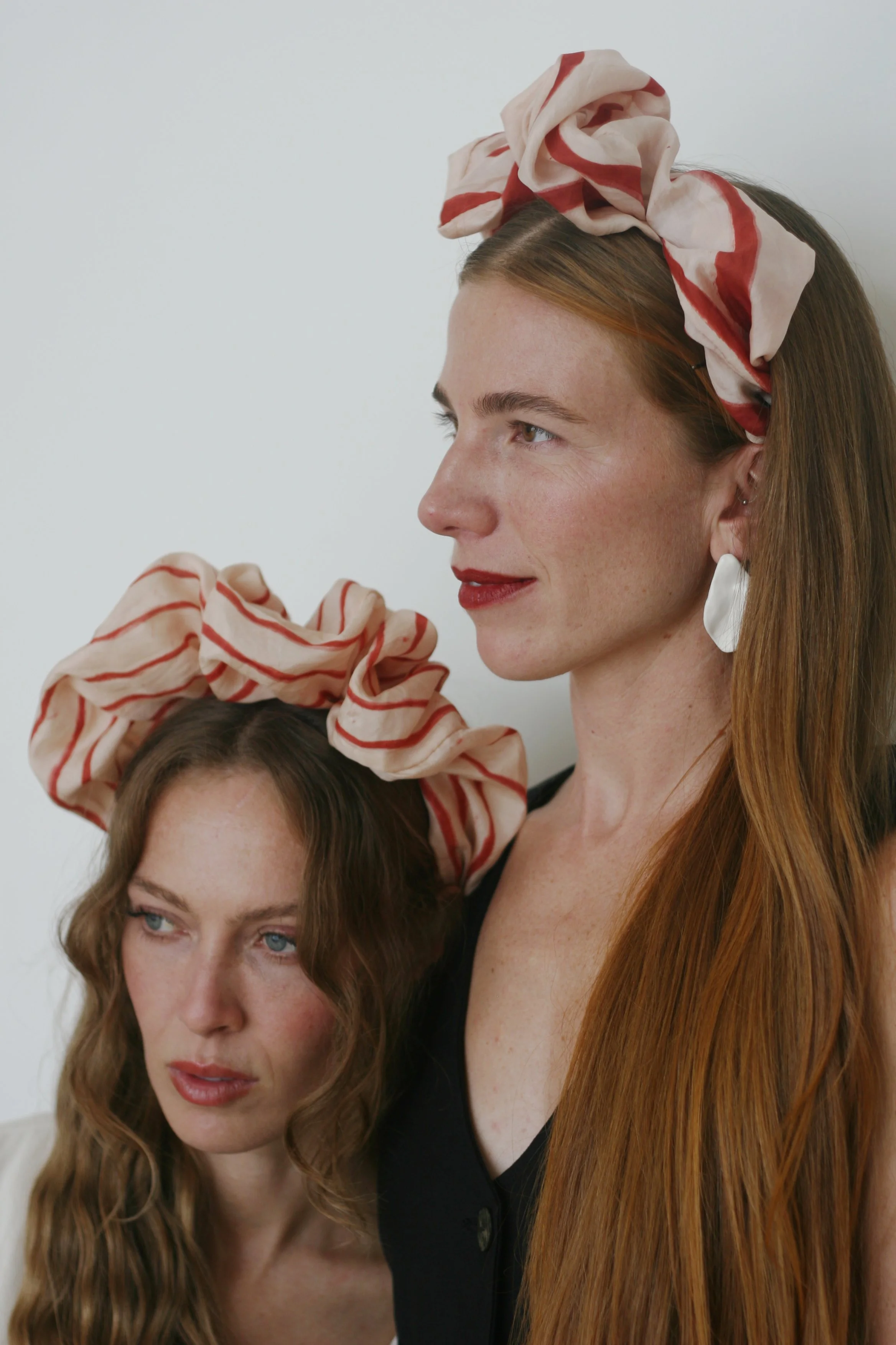 hand-painted silk crowns and ceramic earrings — collab with Celeste Johnson for Parlour