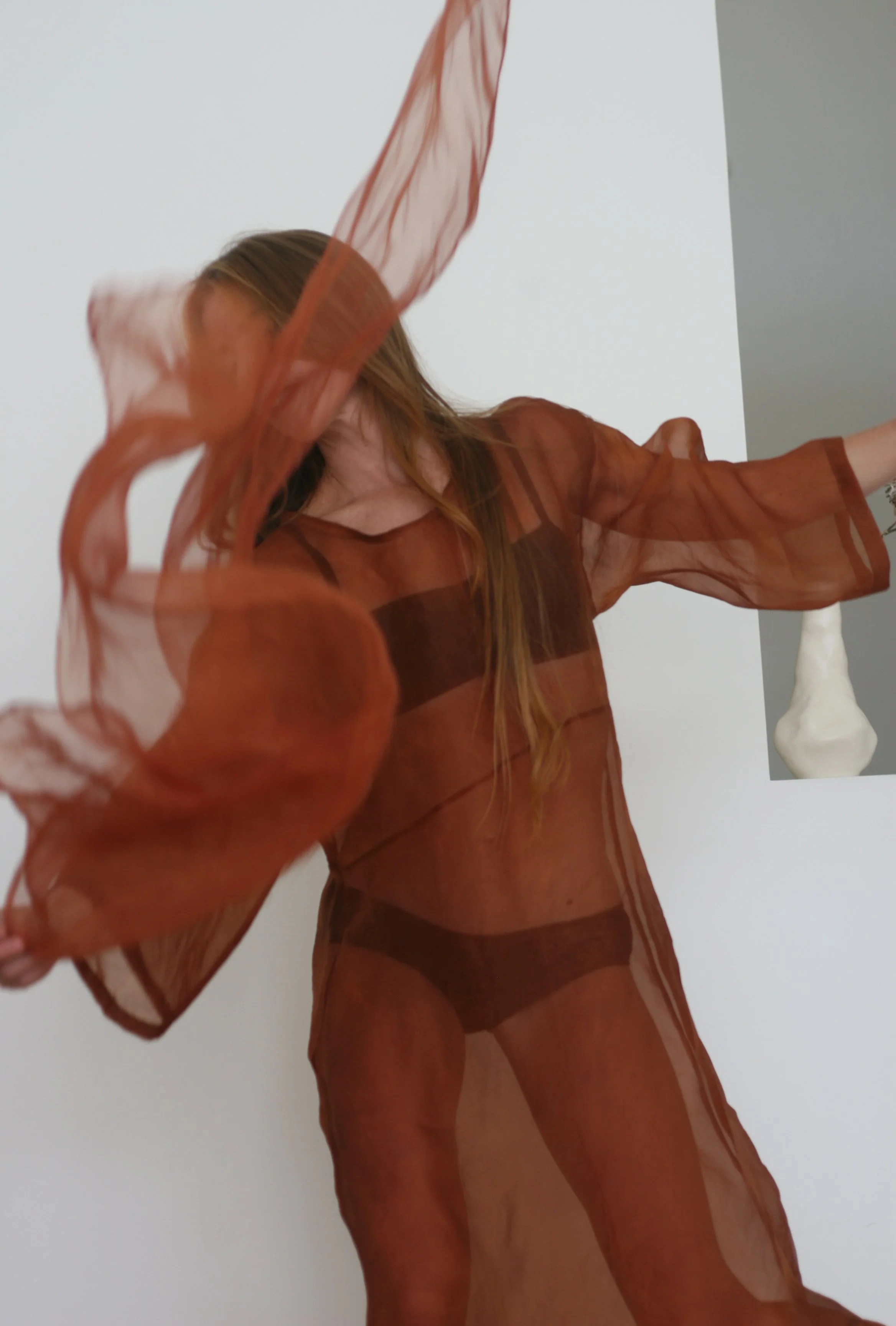 silk organza dress and scarf dyed with goldenwort