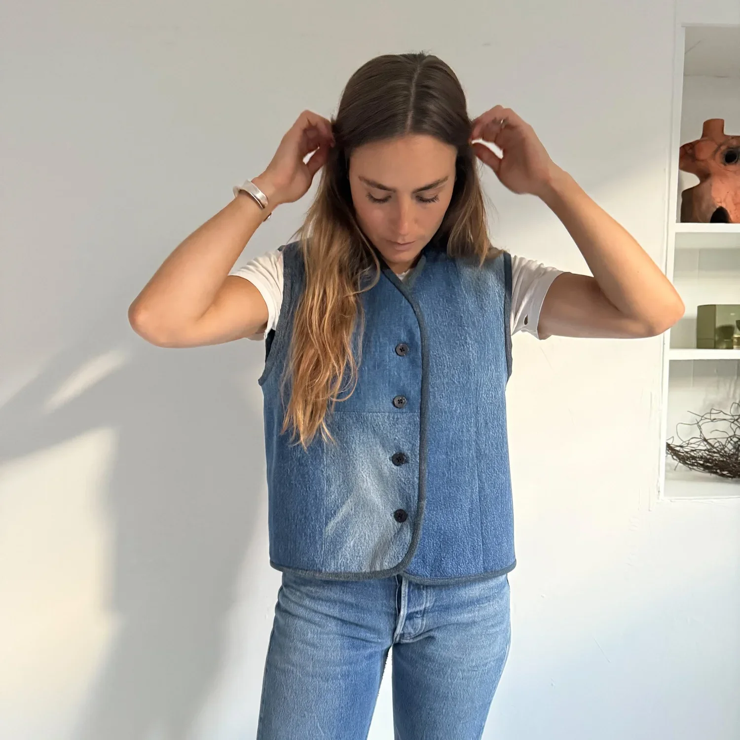 reworked denim vest for Lu Dale