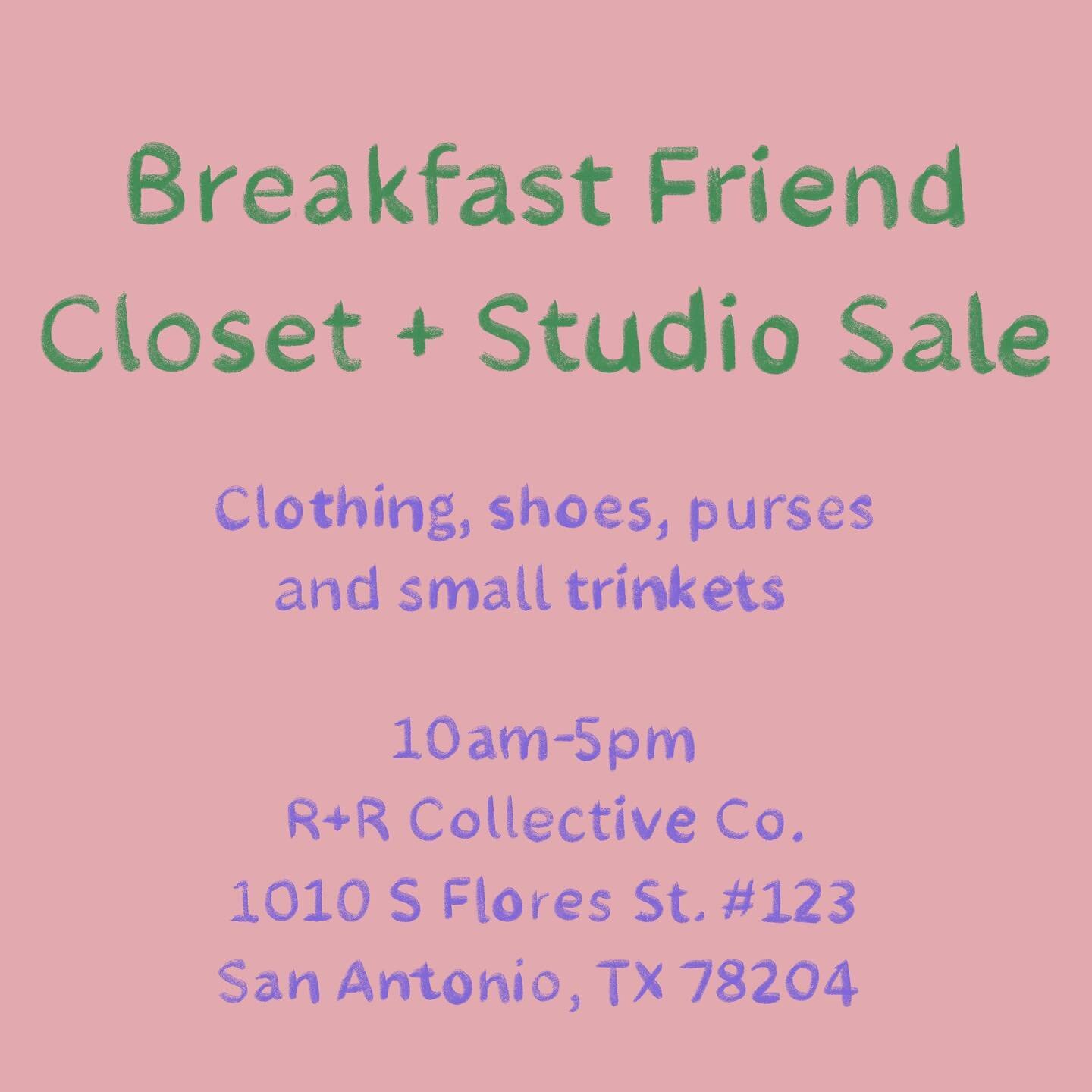 Join us this Saturday for our first ever &ldquo;Breakfast Friend Closet + Studio Sale&rdquo;!

Lots of cute items will be available, so come on over and enjoy a matcha with us ❤️🦋🍓