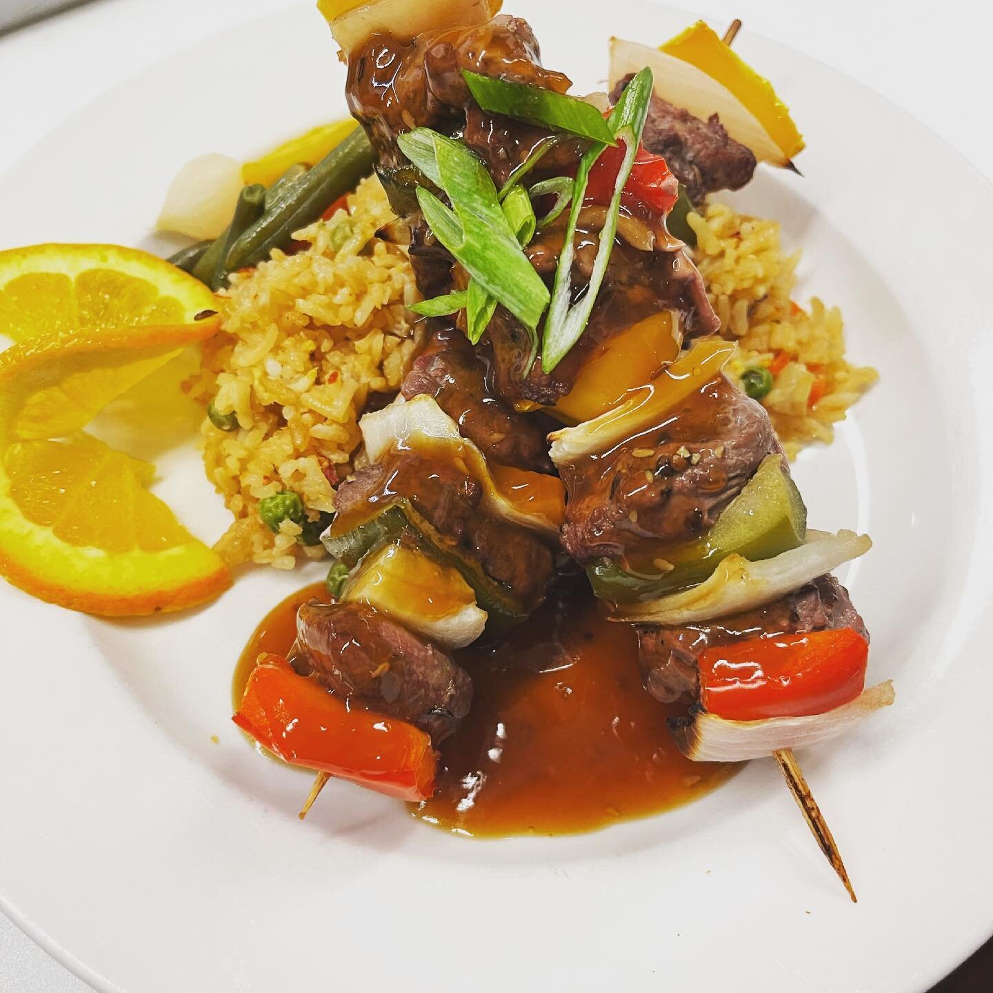 Teriyaki Beef Kebab  Paired with Sambal Fried Rice and Secret Sauce #catering #banquet  #lovebeingachef
