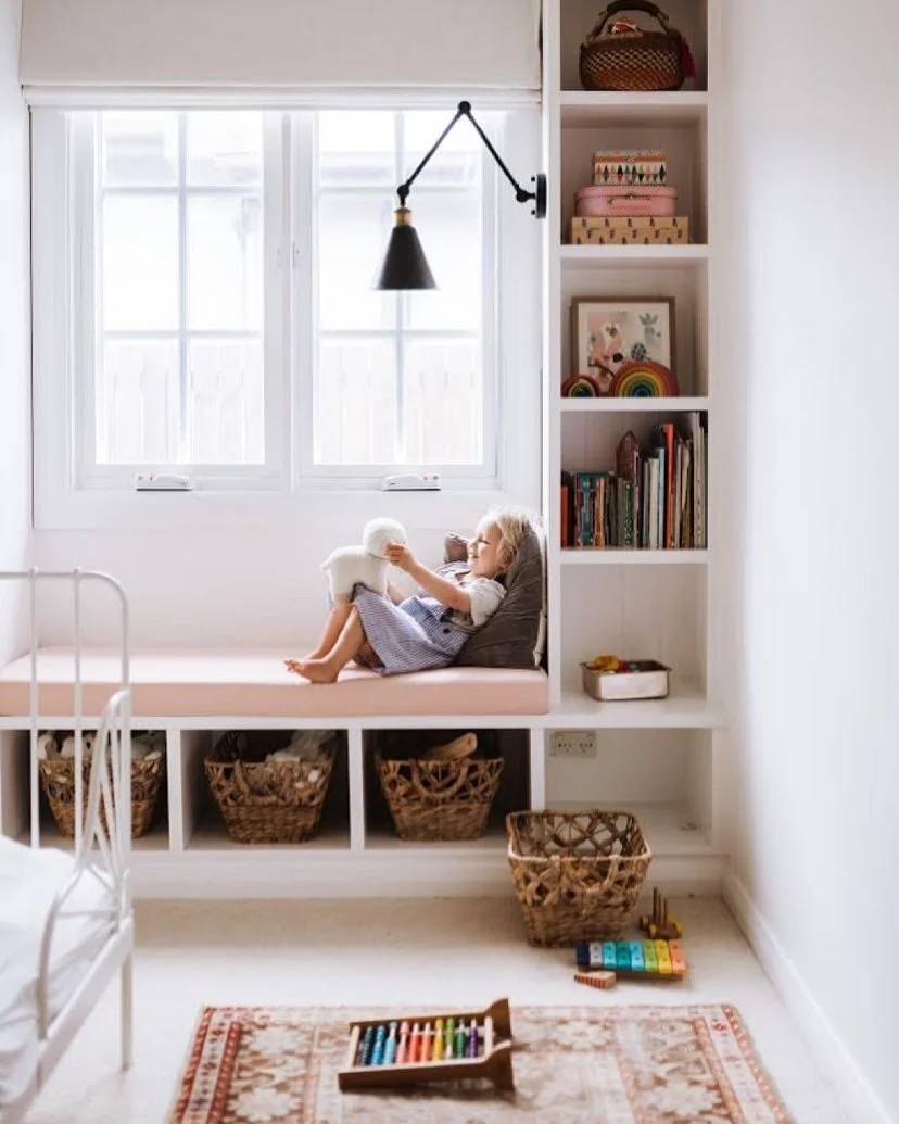 Flories been at preschool for 3 weeks now and this mumma is 😭🤩☺️ feeling all the emotions 😂 After her day She comes home and sits on her pink day bed, reads her books and plays with her toys. She calls this spot her &ldquo;nook bed&rdquo;, and I&r