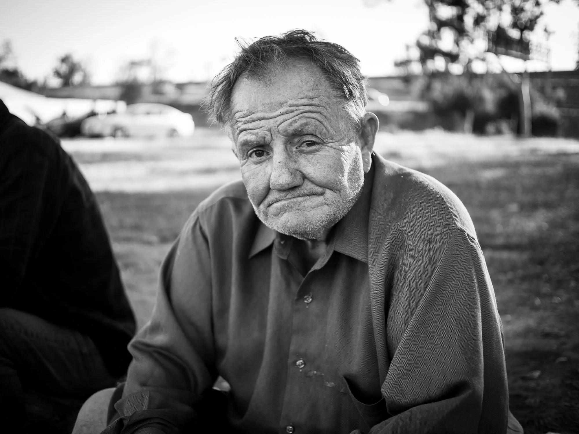 Jerry Mathers with a fresh cut and shave, looking good and I think feeling good. I gave him the previous photo I'd taken and he told me he looked like shit. I like them both, man has eyes that look through you. 