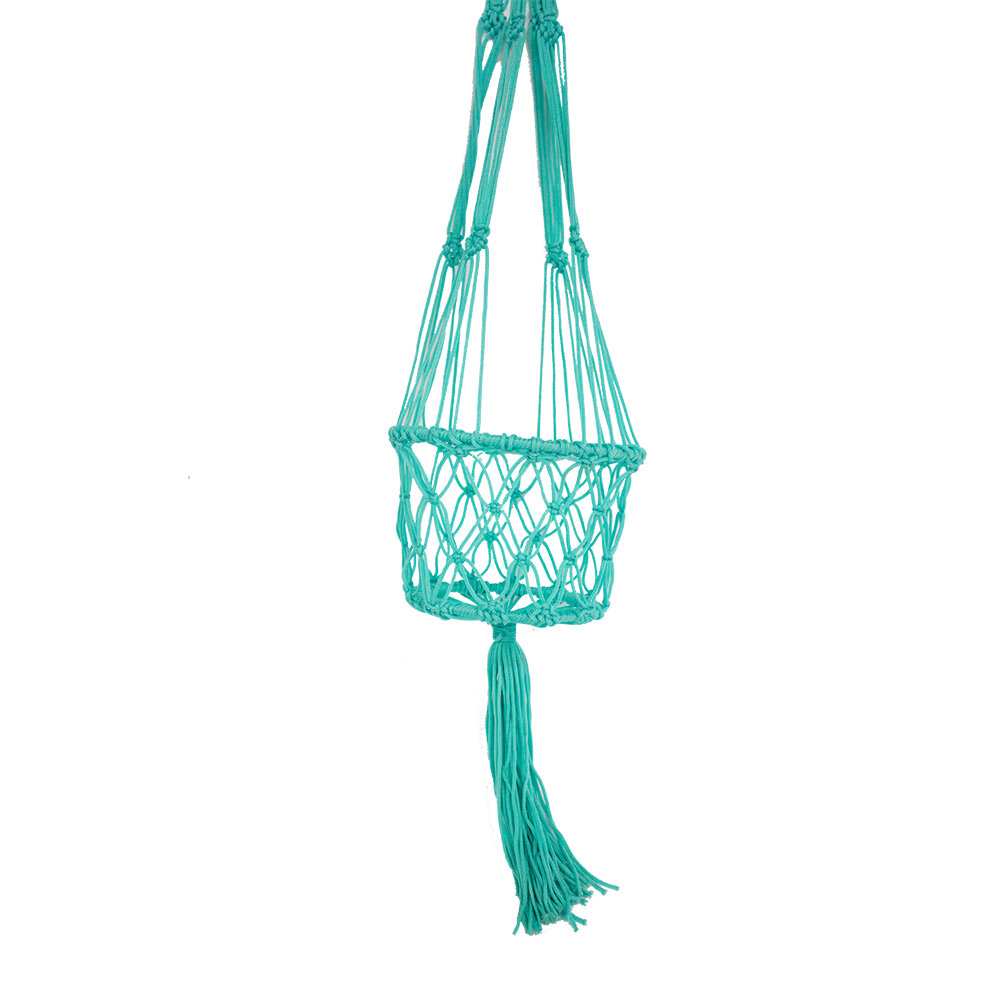 Hanging Plant Holder Macrame - Teal