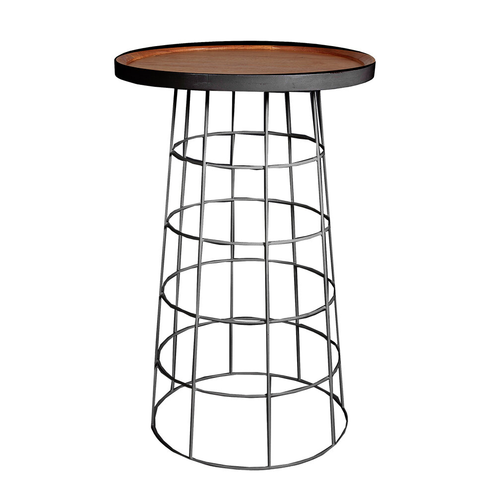 Cocktail Table - Timber Top with Wire Base - Black