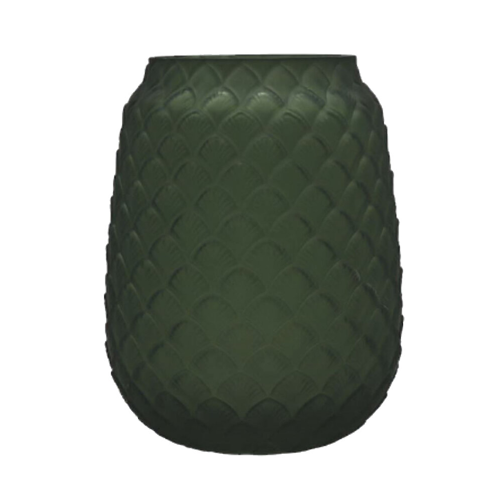 Vase Palm Textured Glass - Dark Green