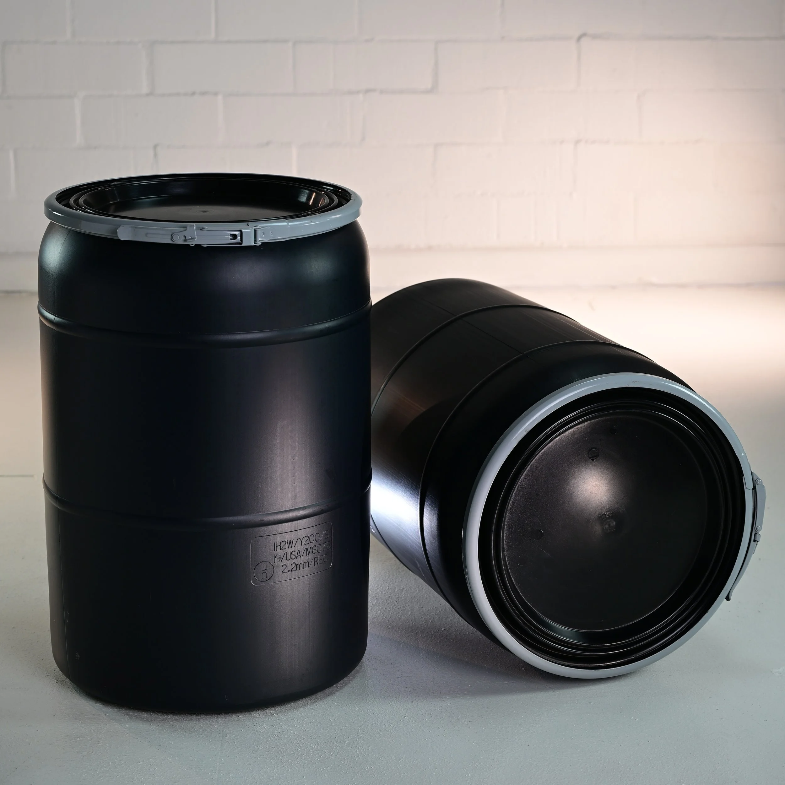 30 gallon open head poly drum black UN certified — hazmat packaging Southern California