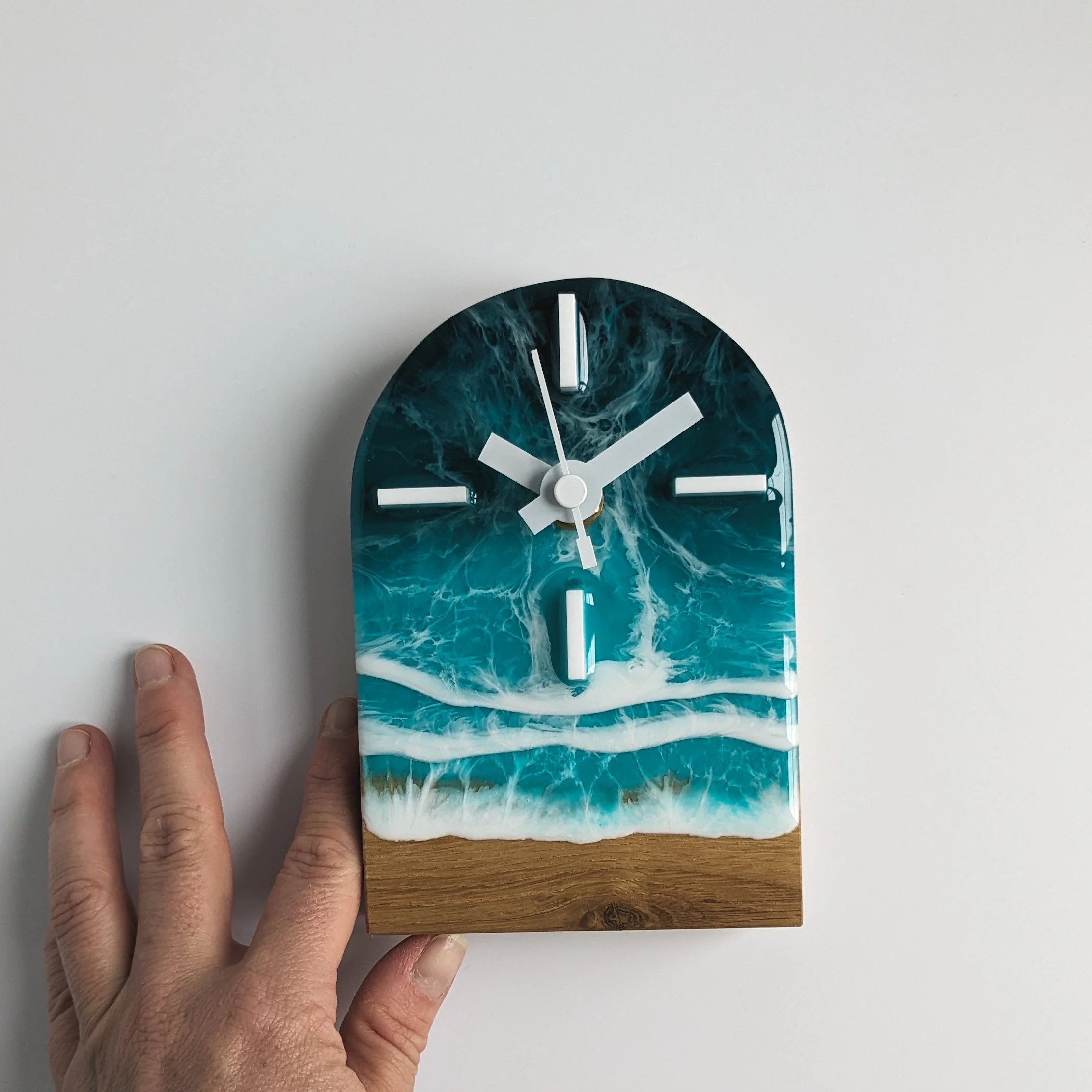 Resin Ocean Mini Clock — Tides of Teal
