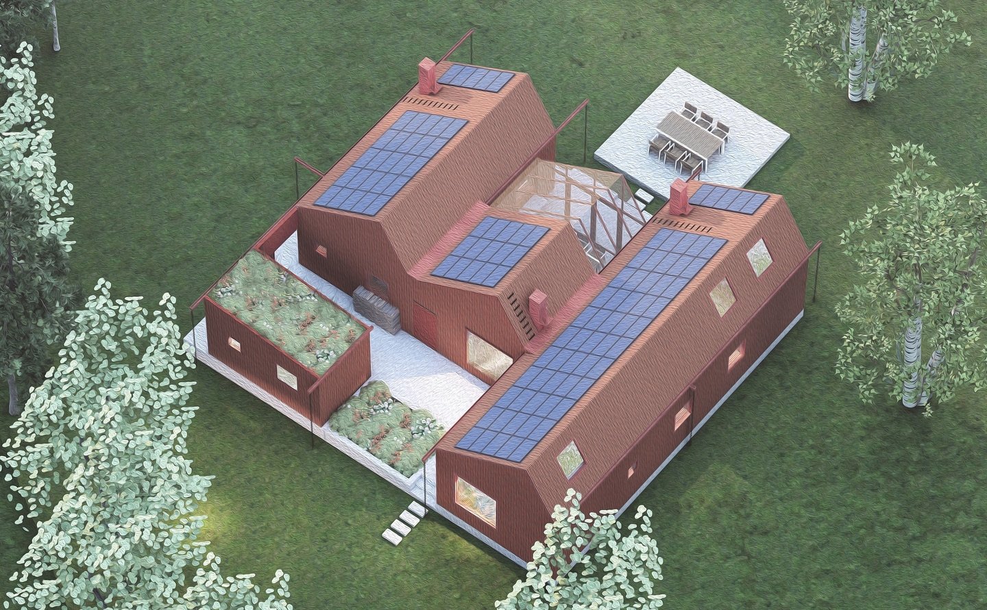 Another sketch of our #fritidshus project in #norrt&auml;lje 

A compact and efficient design, coupled with creative use of attefalls and friggebod rules, enabled us to squeeze the maximum &lsquo;functionality&rsquo; for our client from a very limiti