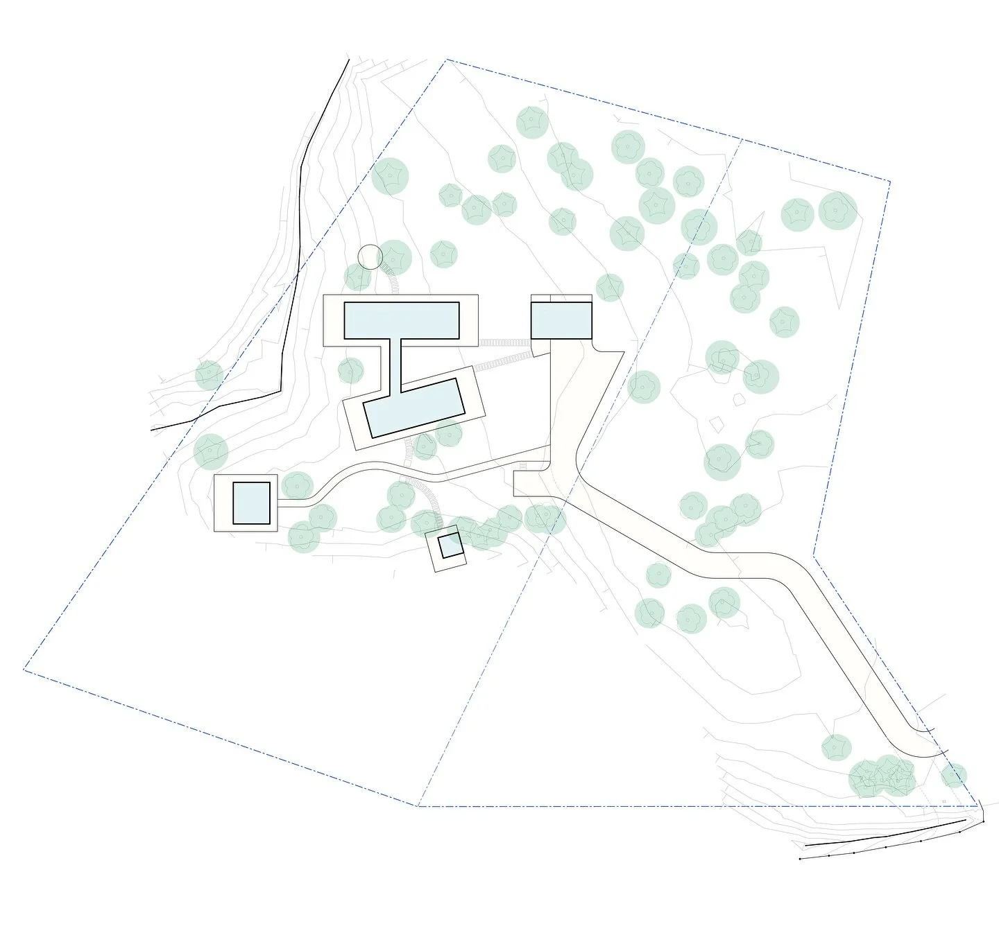 Masterplan for a new villa, g&auml;sthus, garage and sauna set within the Finnish forest, outside Porvoo 🇫🇮 

Our masterplan is carefully configured to not disturb mature trees and take advantage of naturally occurring forest &lsquo;glens&rsquo; wh