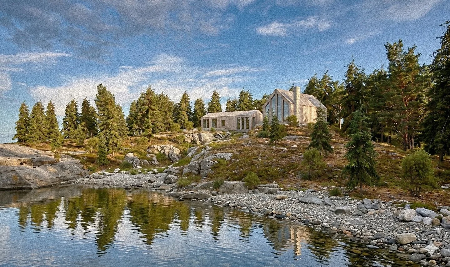 New fritidshus &amp; g&auml;sthus on the island of V&auml;dd&ouml;, Norrt&auml;lje.

A beautiful archipelago strandtomt location, and a discerning client brief, called for sensitive architecture which was at one with the landscape. 

Did we deliver? 