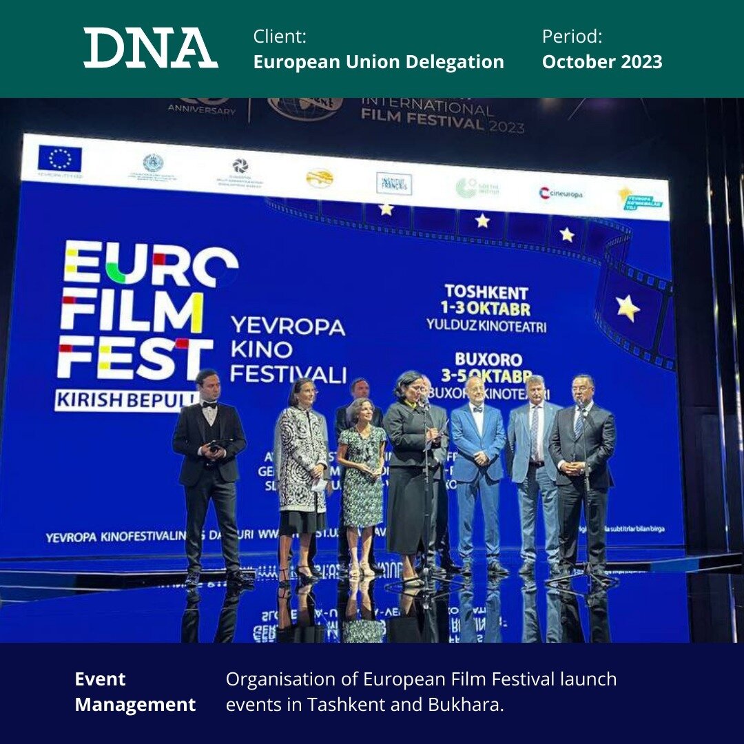 This week, DNA supported the launch of the eighth edition of the European Film Festival, organising events in Tashkent and Bukhara. The European Film Festival, which was held this year as part of the Tashkent International Film Festival, featured 15 