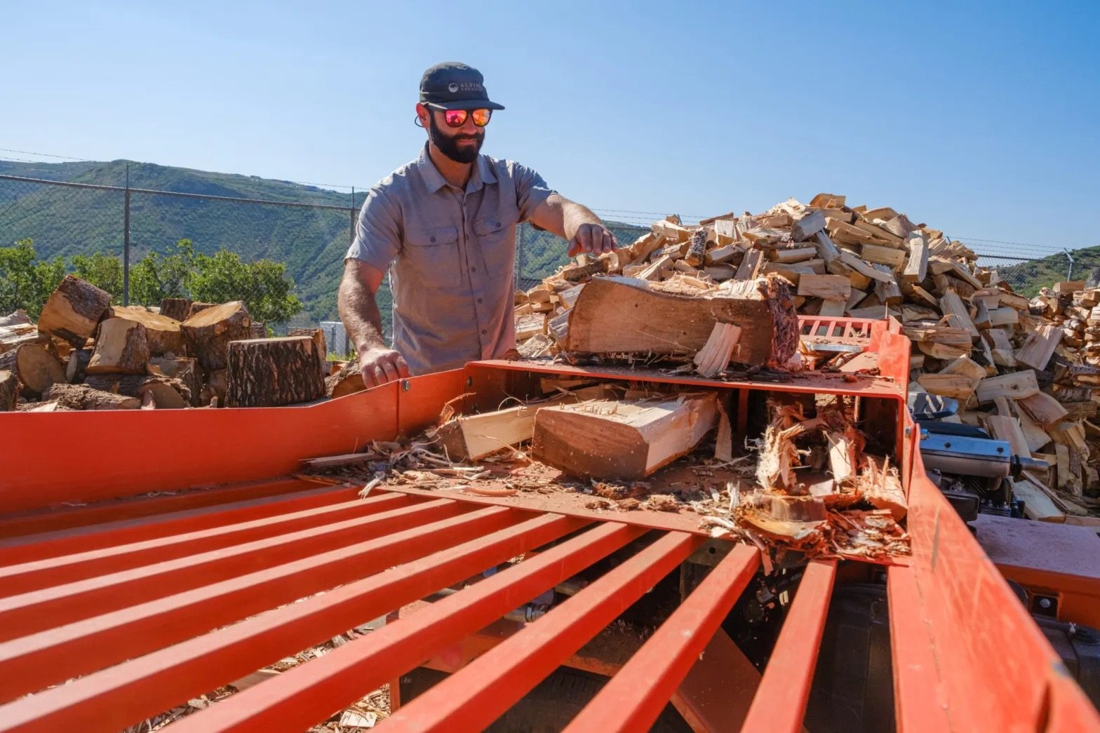 Man cutting firewood in park city utah