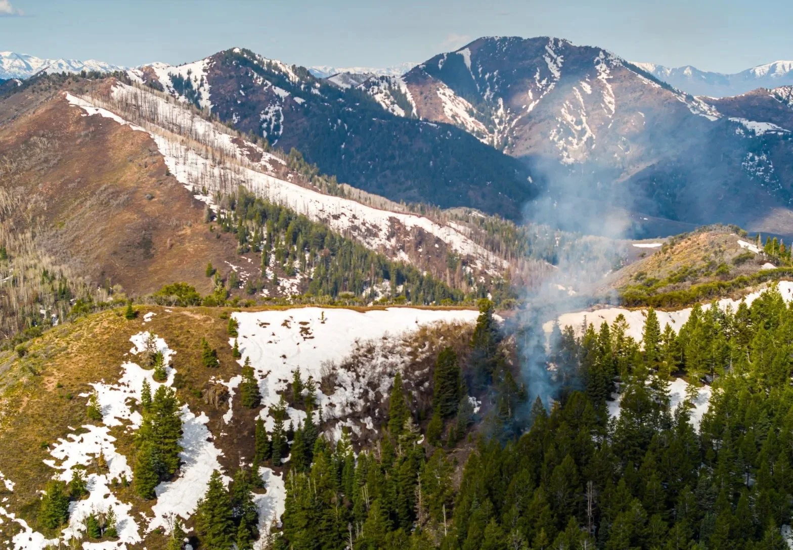 Pile burning in the mountains of park city utah