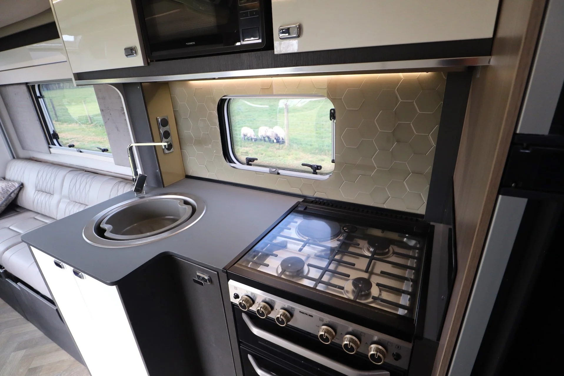  The kitchen in an LIV. Swift Kon-Tiki, modified by Coachbuilt 