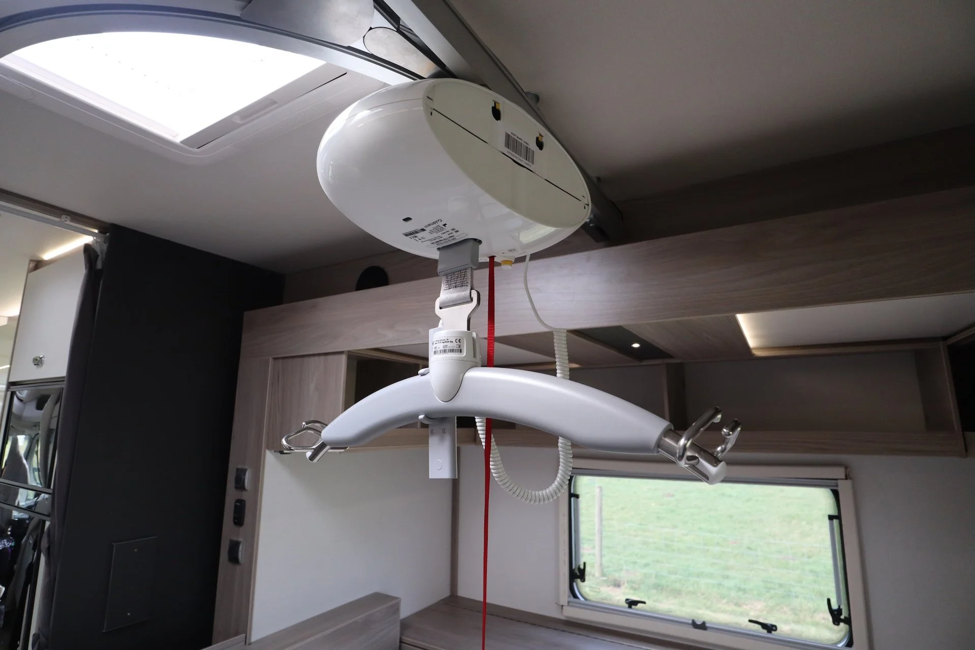  A ceiling-track hoist fitted in a wheelchair accessible motorhome 