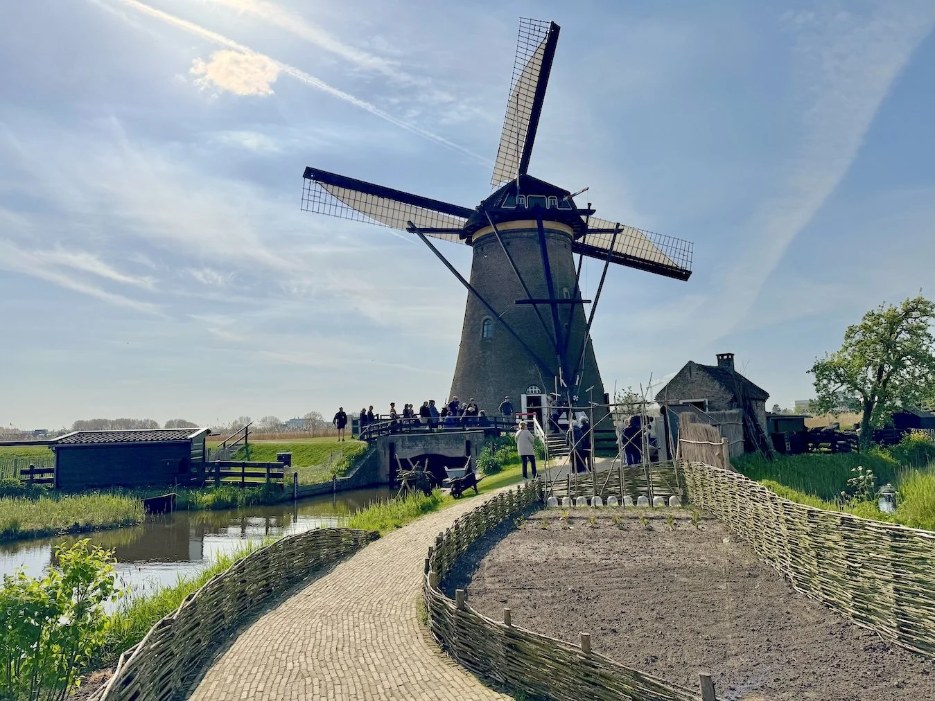  A traditional Dutch windmill at UNESCO Werelderfgoed Kinderdijk in the Netherlands 