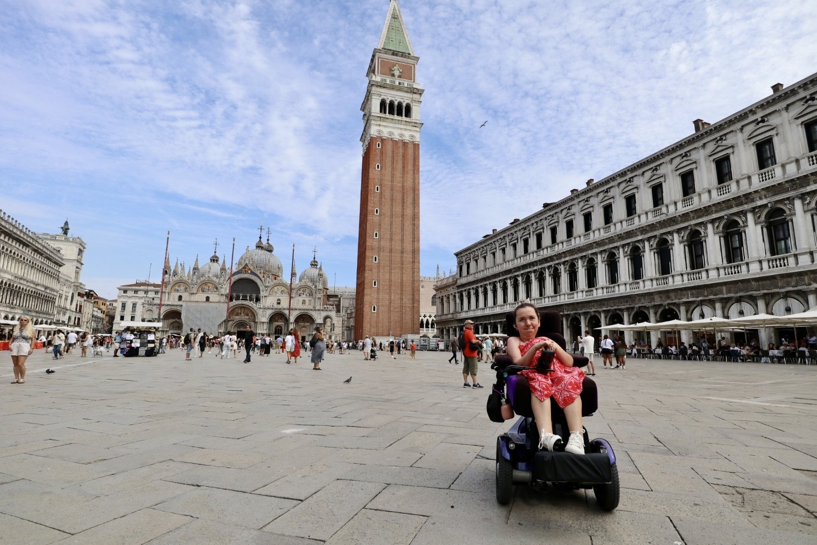 Wheelchair user in St Mark's Square, Venice