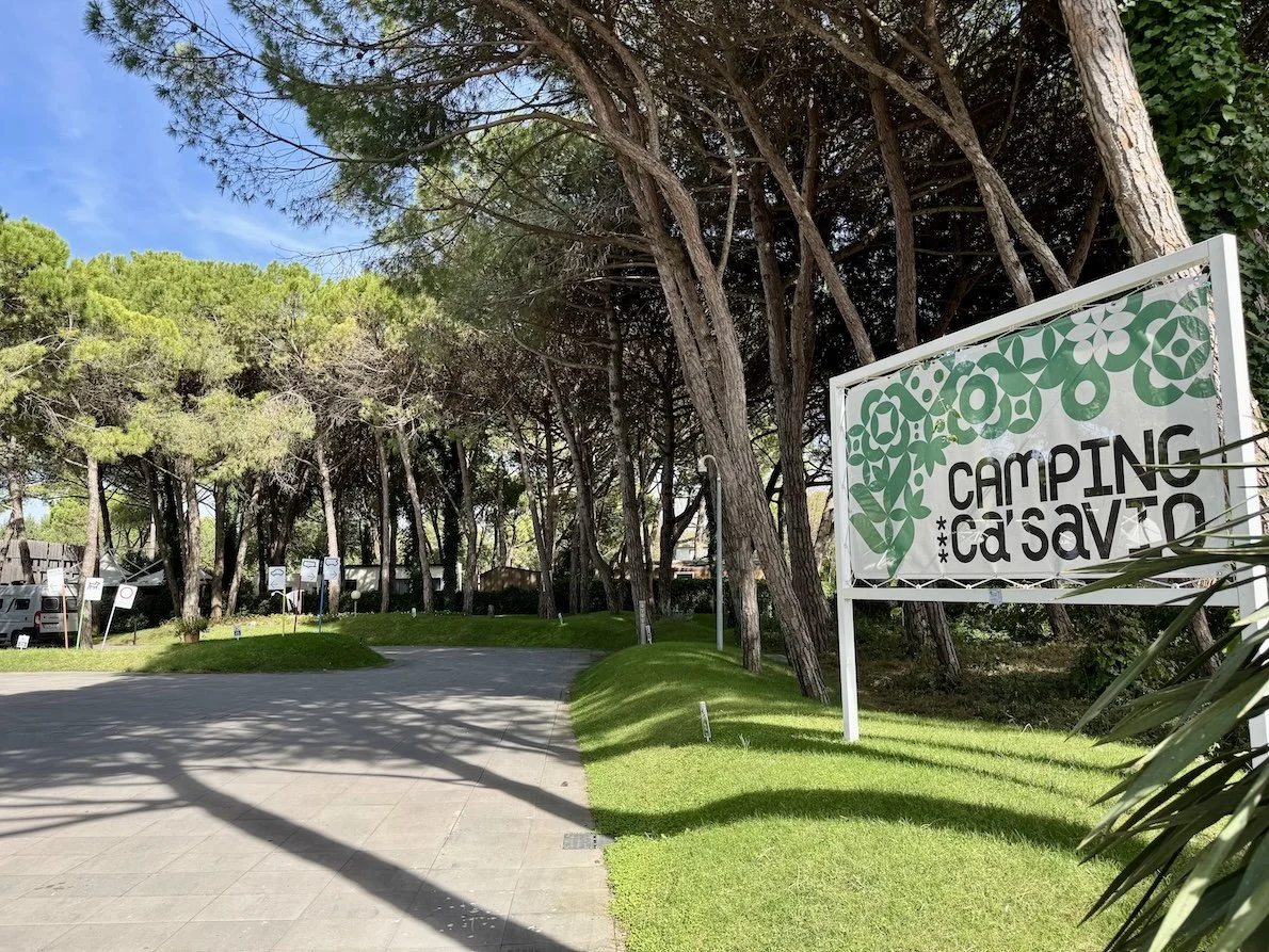 Camping Ca' Savio entrance. Campsite near Venice