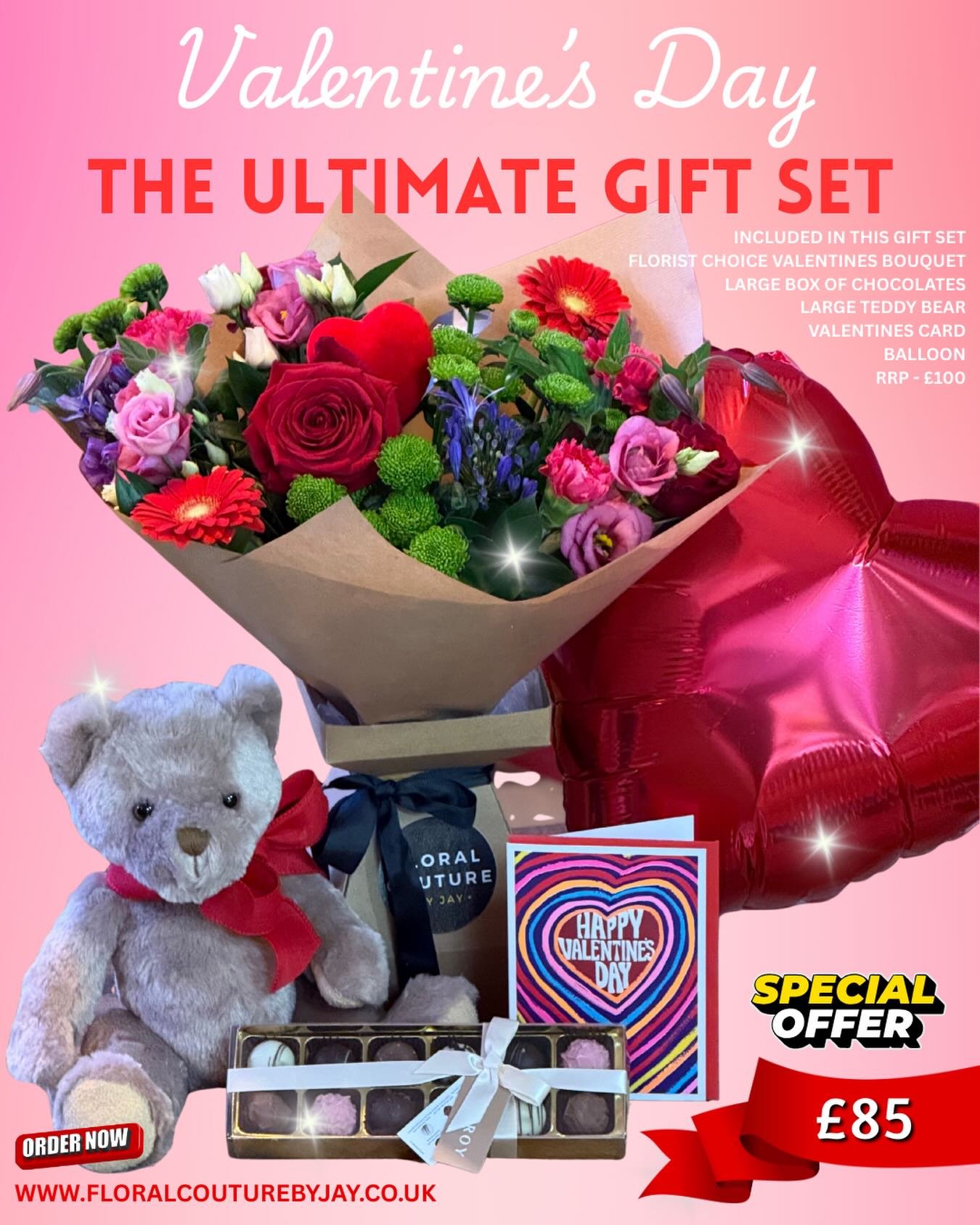 &hearts;️THE ULTIMATE VALENTINES GIFT SET HAS ARRIVED&hearts;️

No need to go from shop to shop when we have you covered with our ULTIMATE Valentines gift set 🫶

Included in this gift set 

💐FLORIST CHOICE VALENTINES BOUQUET💐
🍫LARGE CHOCOLATES🍫

