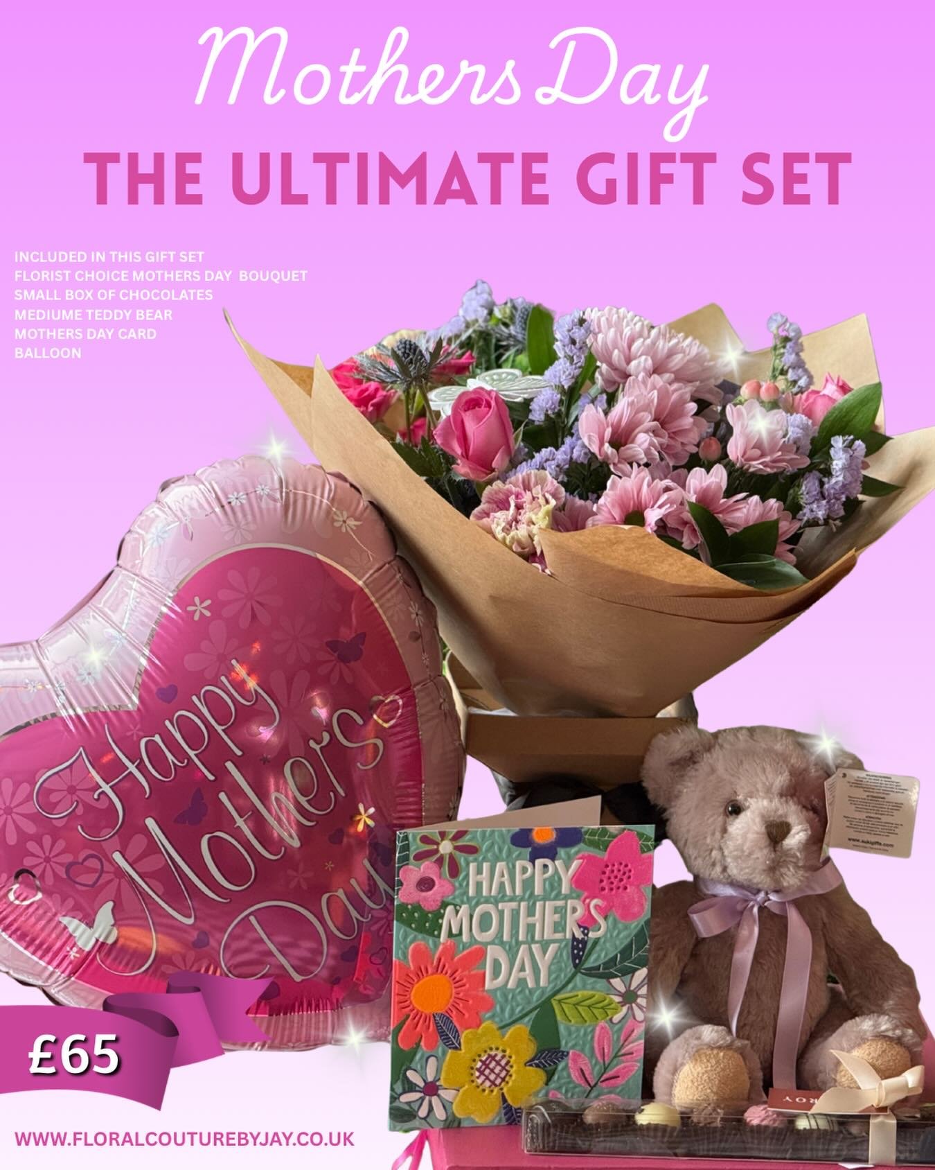 🩷THE ULTIMATE MOTHERS DAY GIFT SET🩷

Our Mothers Day ultimate gift set includes, A florist choice bouquet, card, teddy, balloon &amp; chocolates. Everything you need to spoil your amazing mum this Mothers Day.

Order now - www.floralcouturebyjay.co