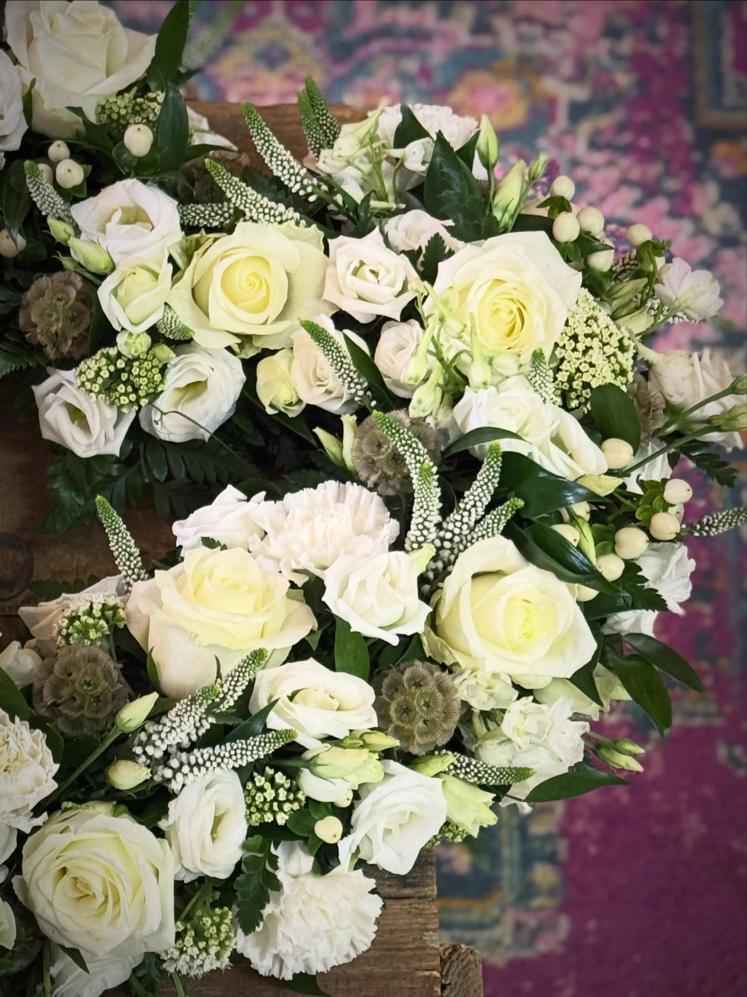 A soft and elegant farewell 🤍

This beautiful sympathy heart was thoughtfully designed using creamy white roses, delicate lisianthus, textured blooms, and lush foliage&mdash;each element chosen to express love, remembrance, and peace.

At Floral Cou