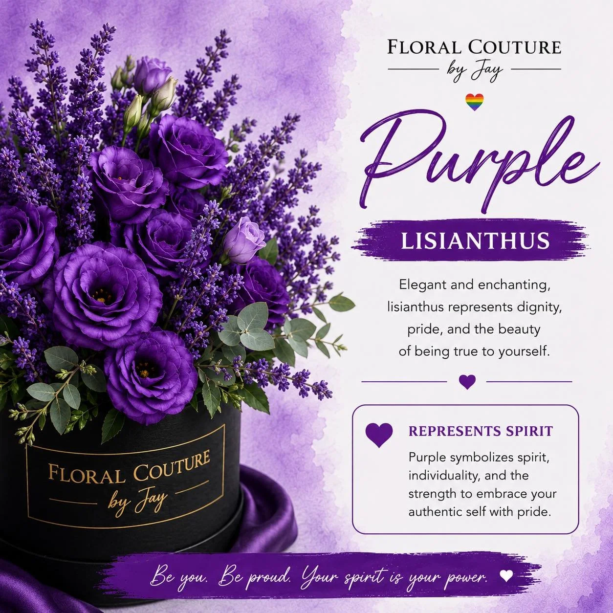 💜 Pride Month Colour Series &ndash; Day 6: Violet 💜

Today we celebrate Violet, the final colour of the traditional Pride flag, representing spirit.

Violet symbolizes the spirit of the LGBTQ+ community&mdash;its resilience, creativity, courage, an