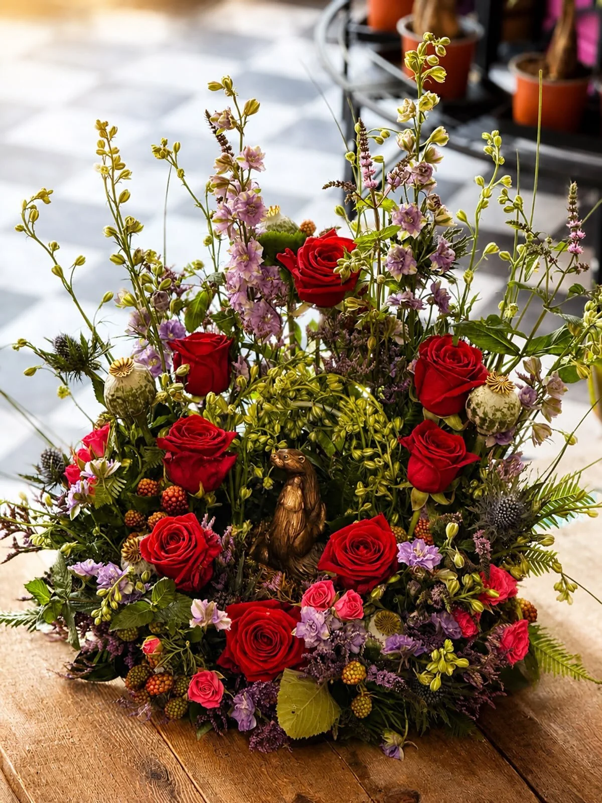✨ Celebrating a Love That Lasts ✨

Every anniversary tells a story, and this bespoke arrangement was designed to honour one that&rsquo;s stood the test of time. ❤️

Featuring luxurious red roses, delicate seasonal blooms, textured botanicals, and a c
