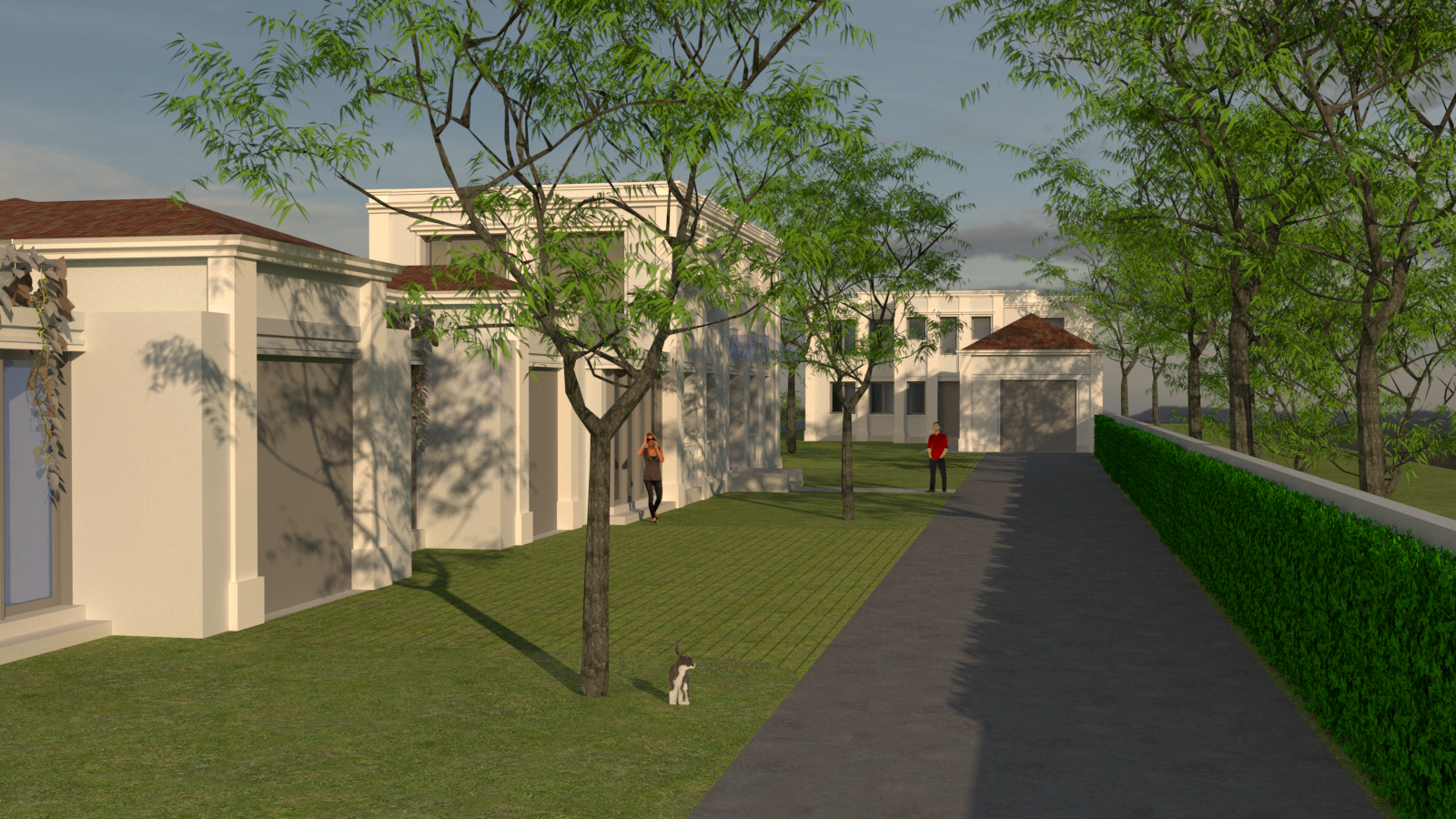 Perspective sur maisons neuves et accès 