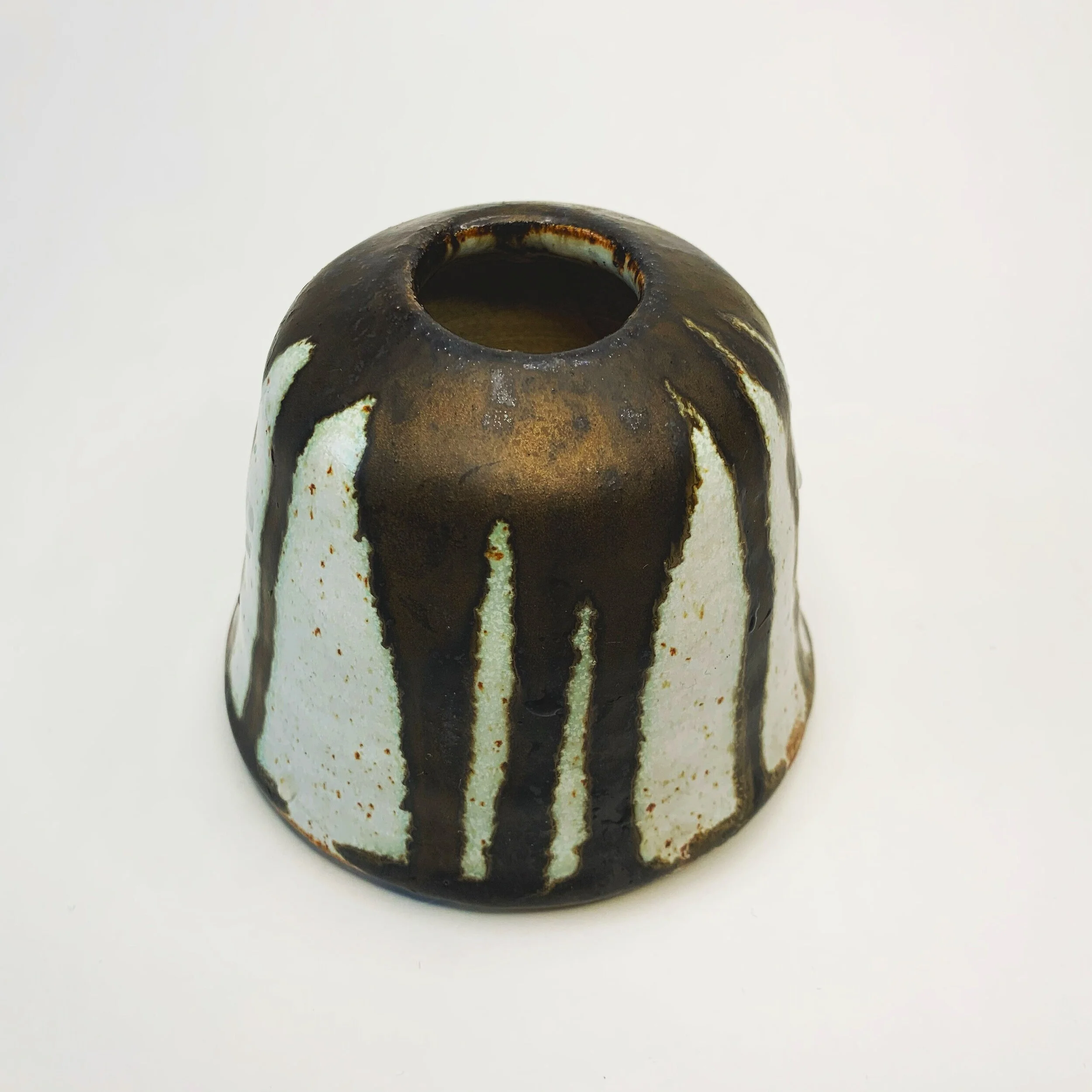 Stoneware bud vase. Lucie Rie Glaze.