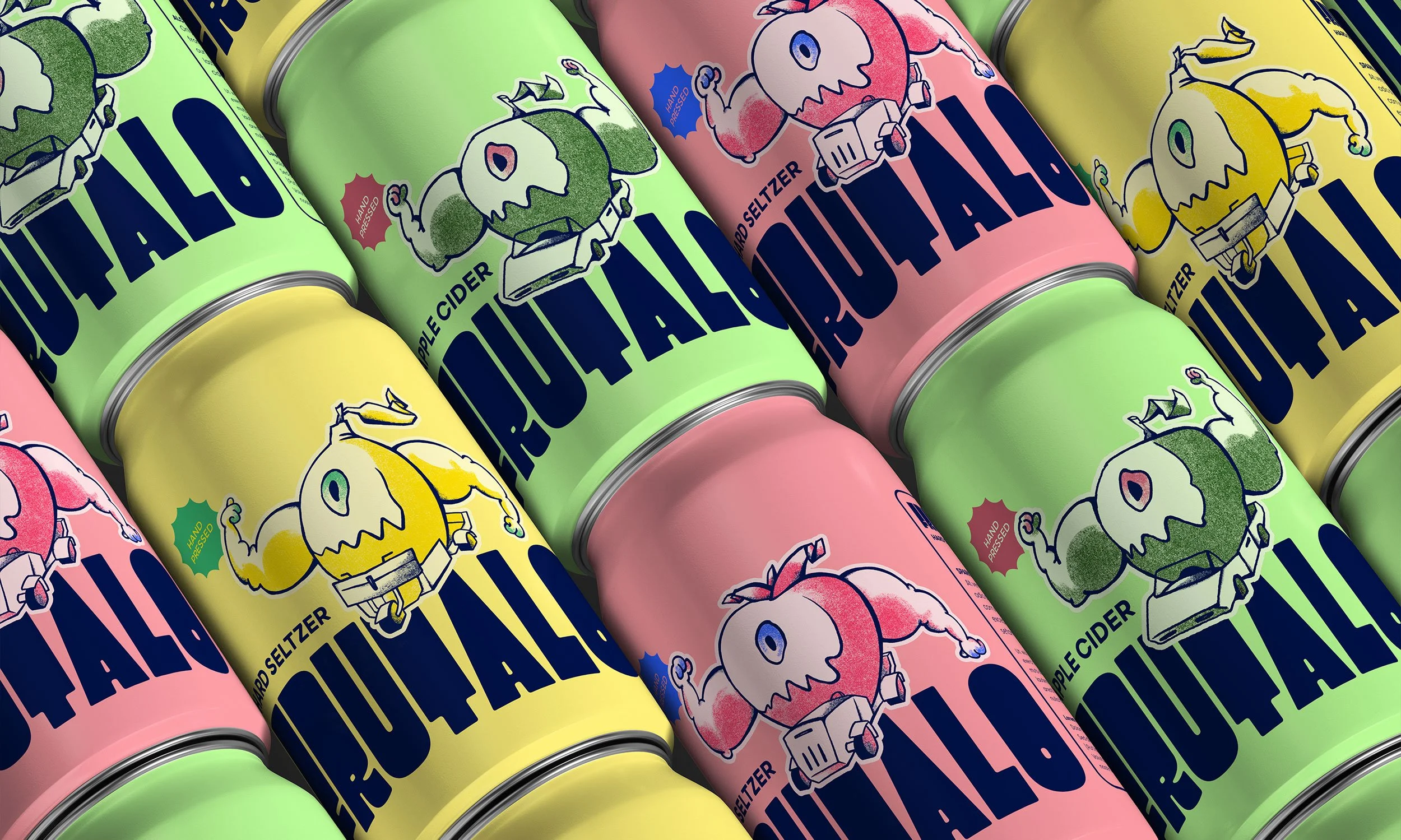 FRUTALO Hard Seltzer Packaging Design mit illustrativer Frucht