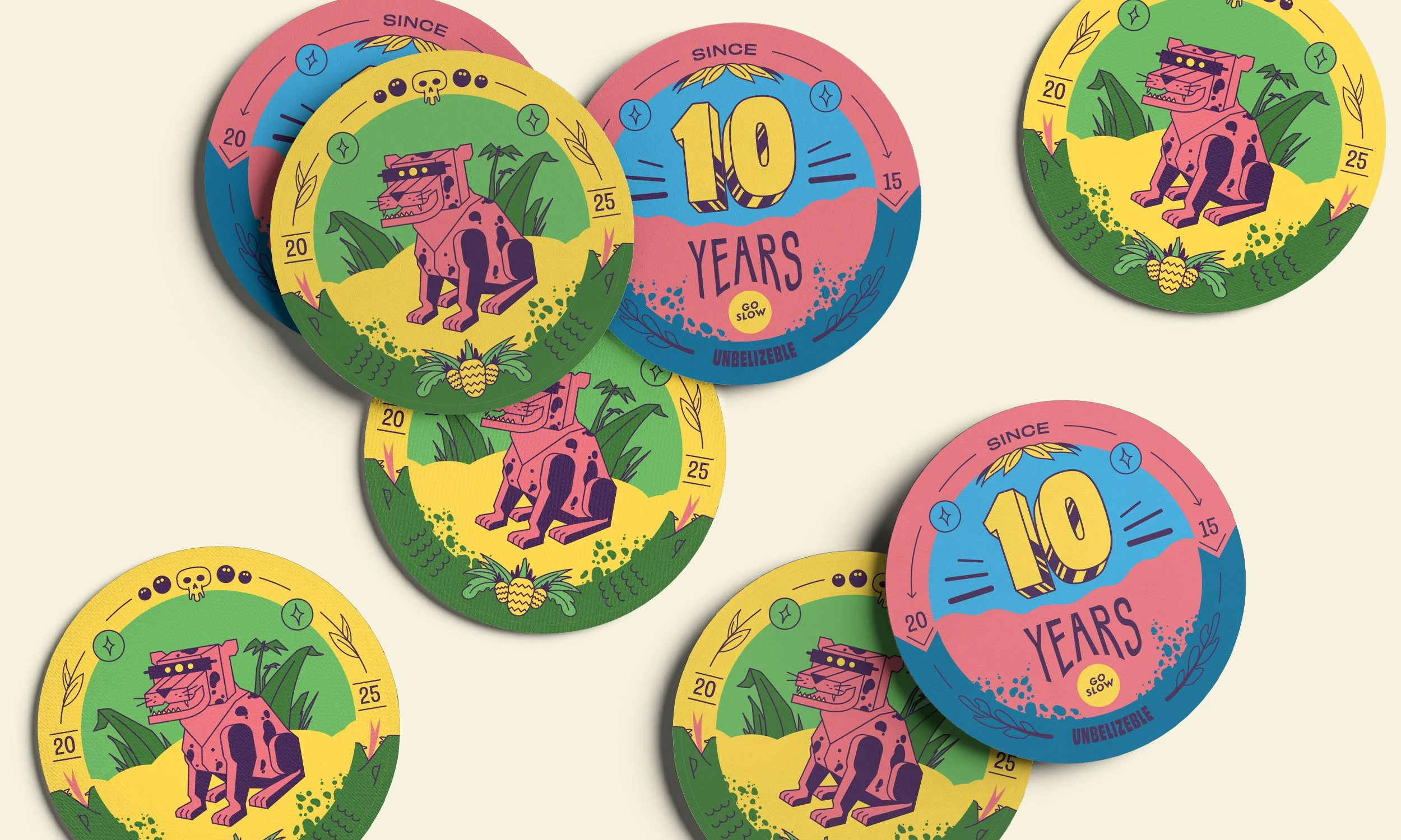 Bierdeckel mit Belize-inspirierter Panther-Illustration für das Jubiläum von Designagentur