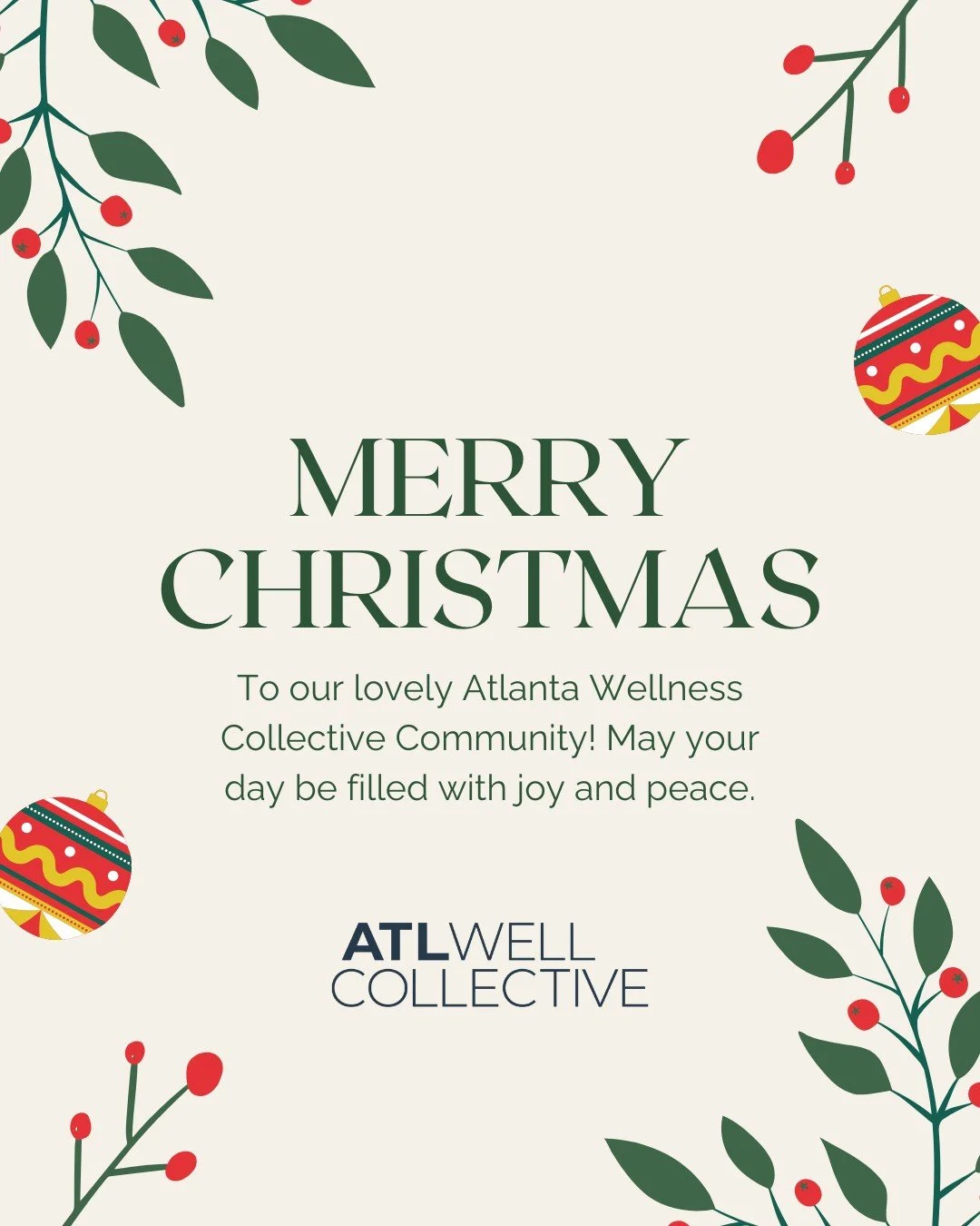Merry Christmas from all of us at Atlanta Wellness Collective. 🎄

Wishing you a day filled with peace, presence, and moments of true rest.