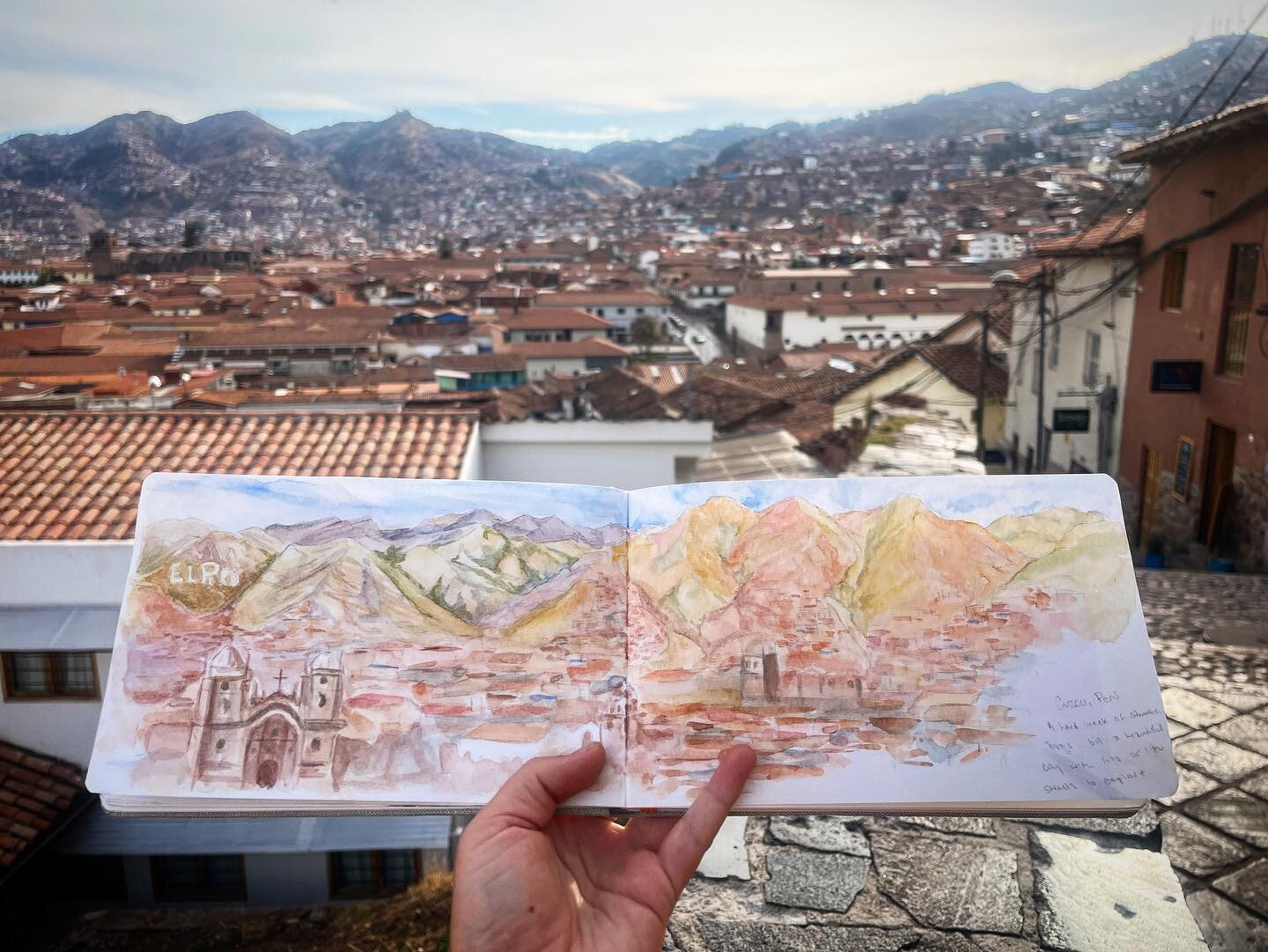 A few more sketches and photos from the past month or so&hellip;
1. I found a nice spot in Cusco where I could paint and also not move too much (Per&uacute; is easy on the eyes but not on the tummy). 
2. A sketch of the gorgeous stairway at El Tambo 