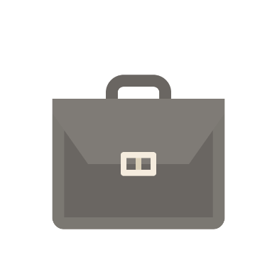 Graphic of a gray briefcase against a black background.