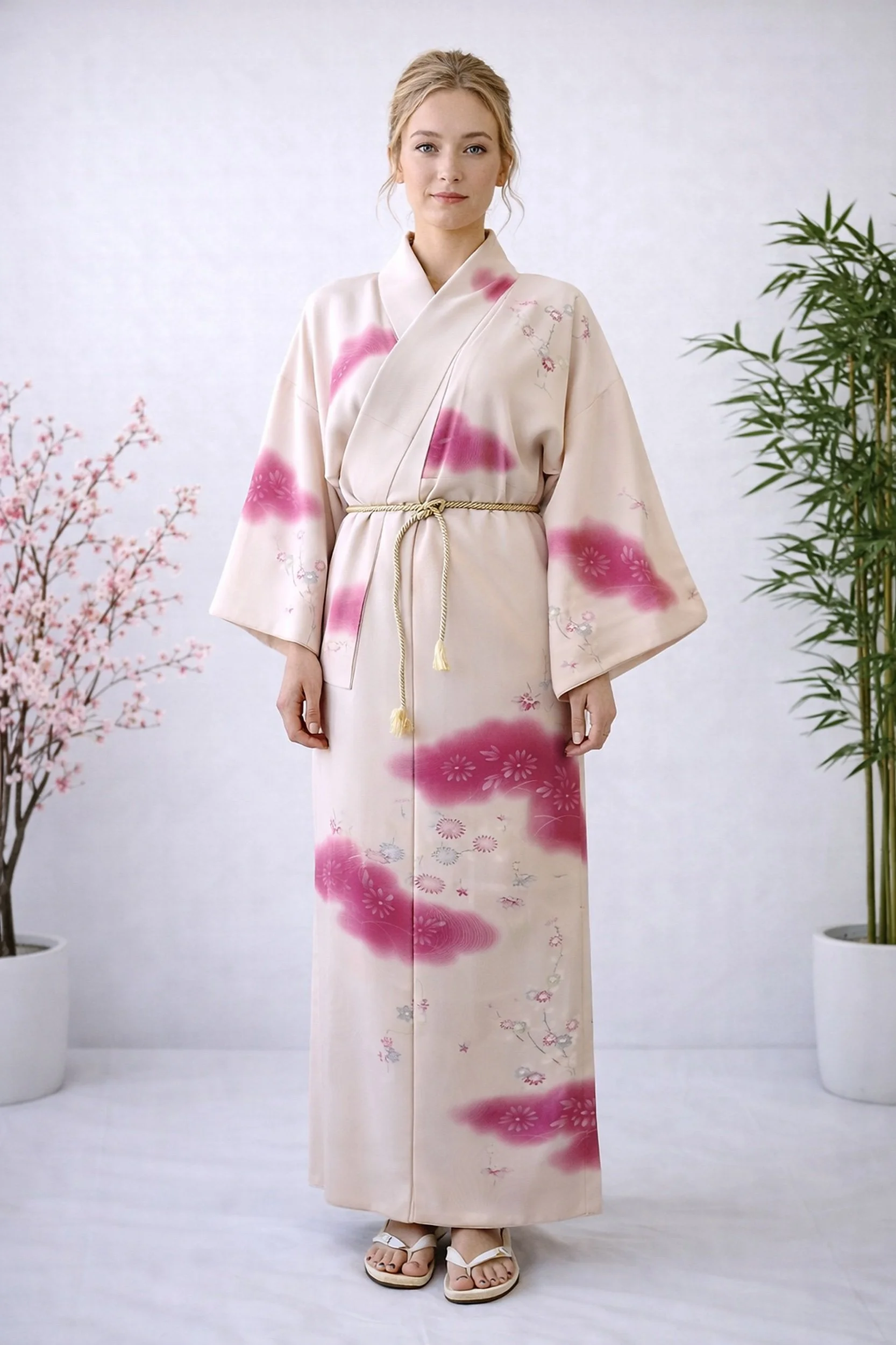 kimono silke morgenkåpe