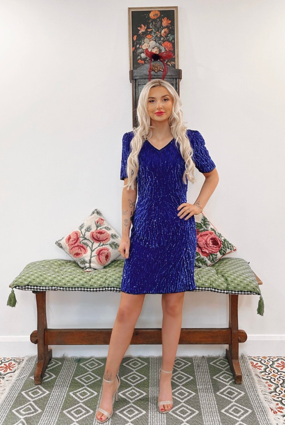 1980s Royal Blue Sequinned Dress  Rustic Runway Vintage