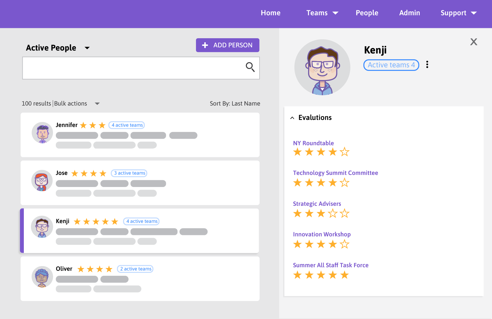Team Management Database Software — Lineup