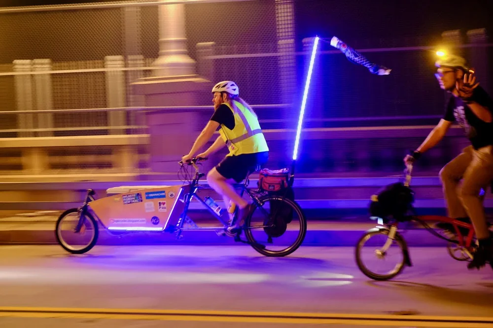 Max carried a cooler of ice cream pops for the all the riders!