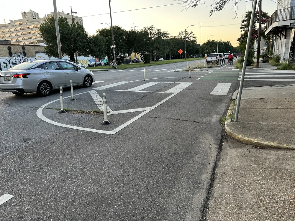 Protected bike lane in New Orleans, LA