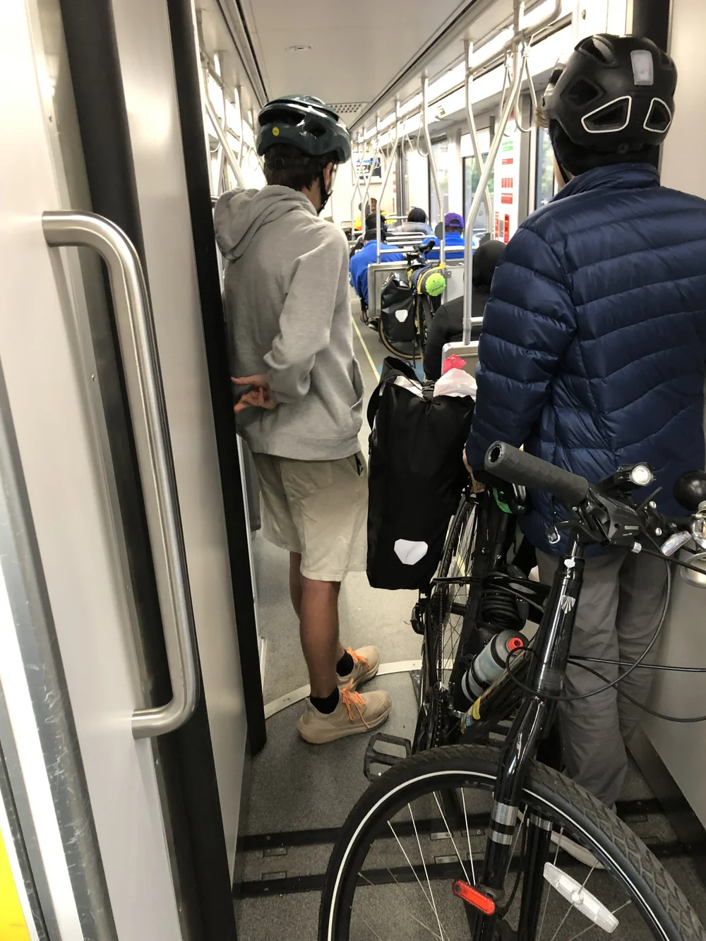 Bikes between cars on the Metro
