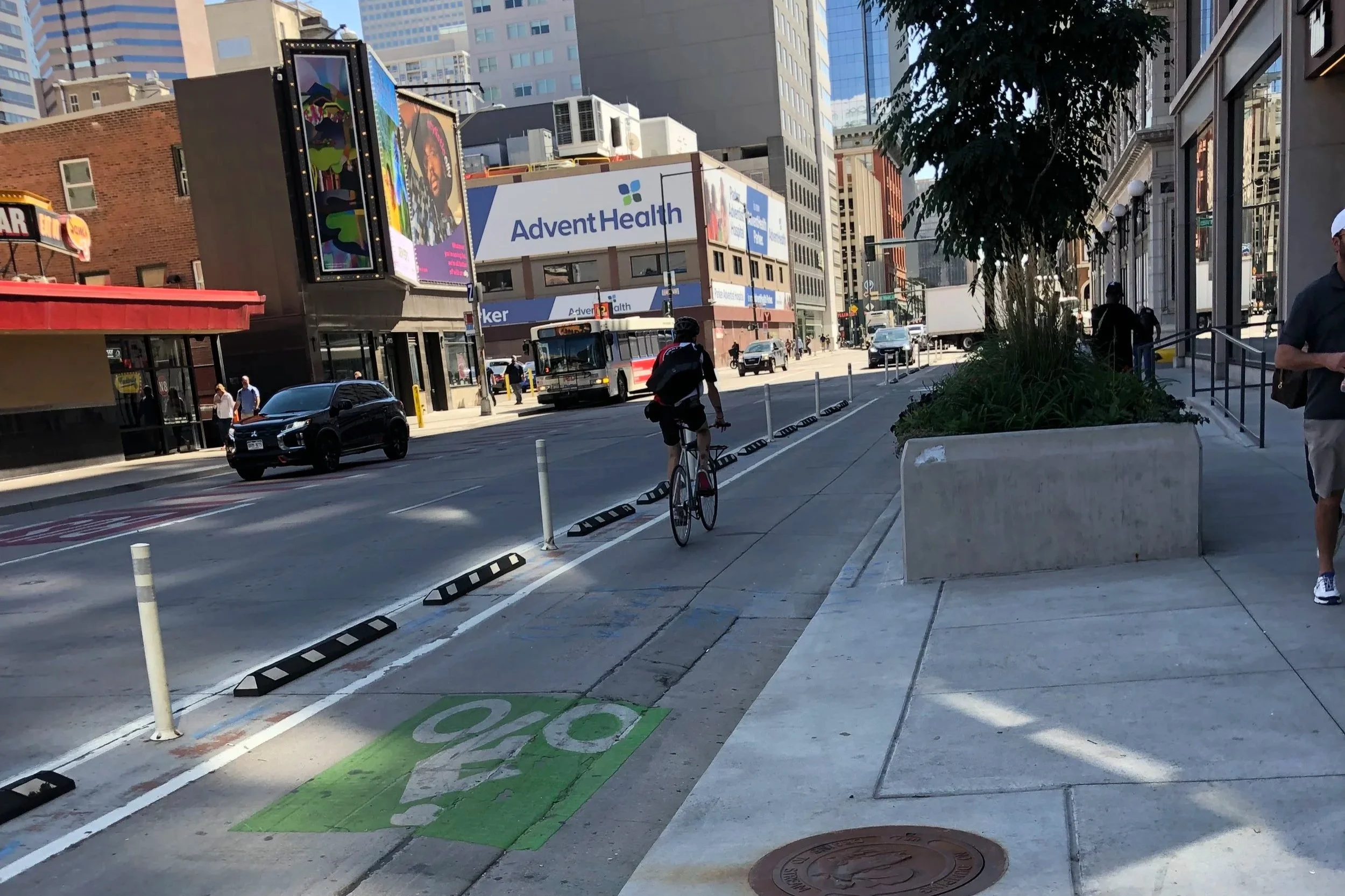 It only takes a few extra feet of space to add protection to a bike lane.